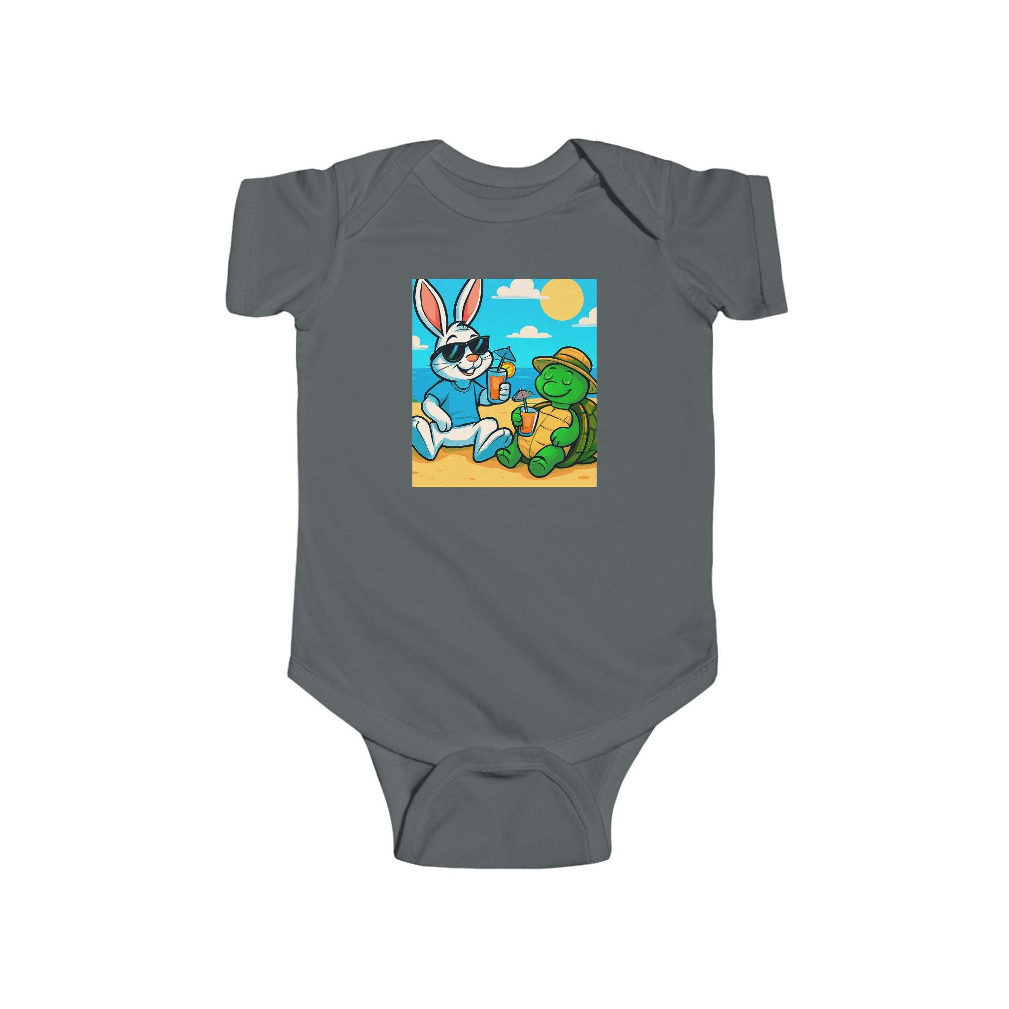 Baby Bodysuit — Cute Bunny & Turtle Playtime Graphic