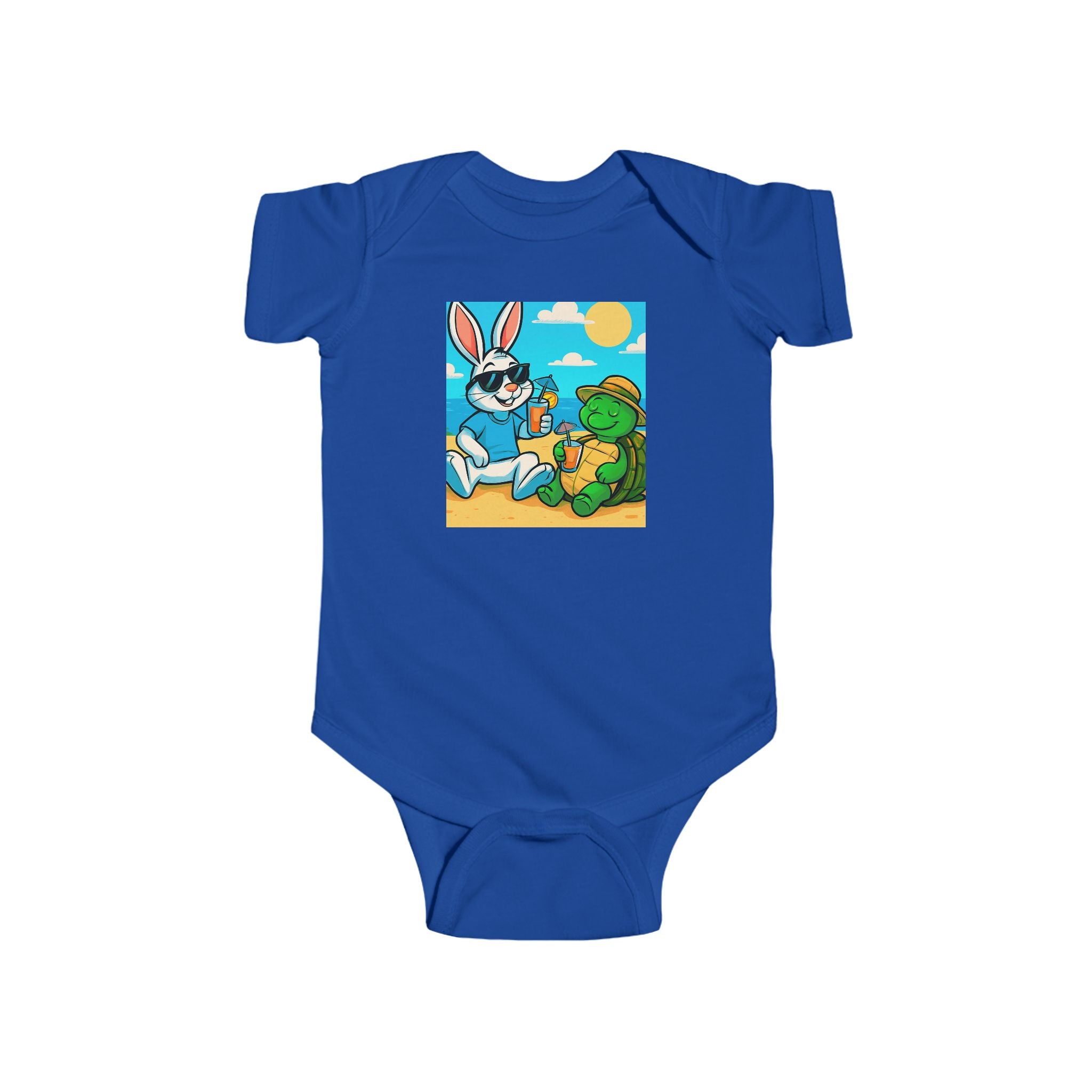 Baby Bodysuit — Cute Bunny & Turtle Playtime Graphic