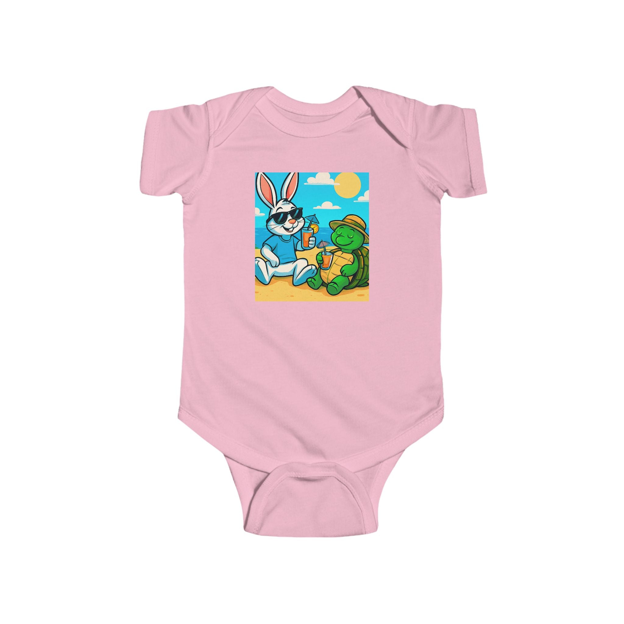 Baby Bodysuit — Cute Bunny & Turtle Playtime Graphic