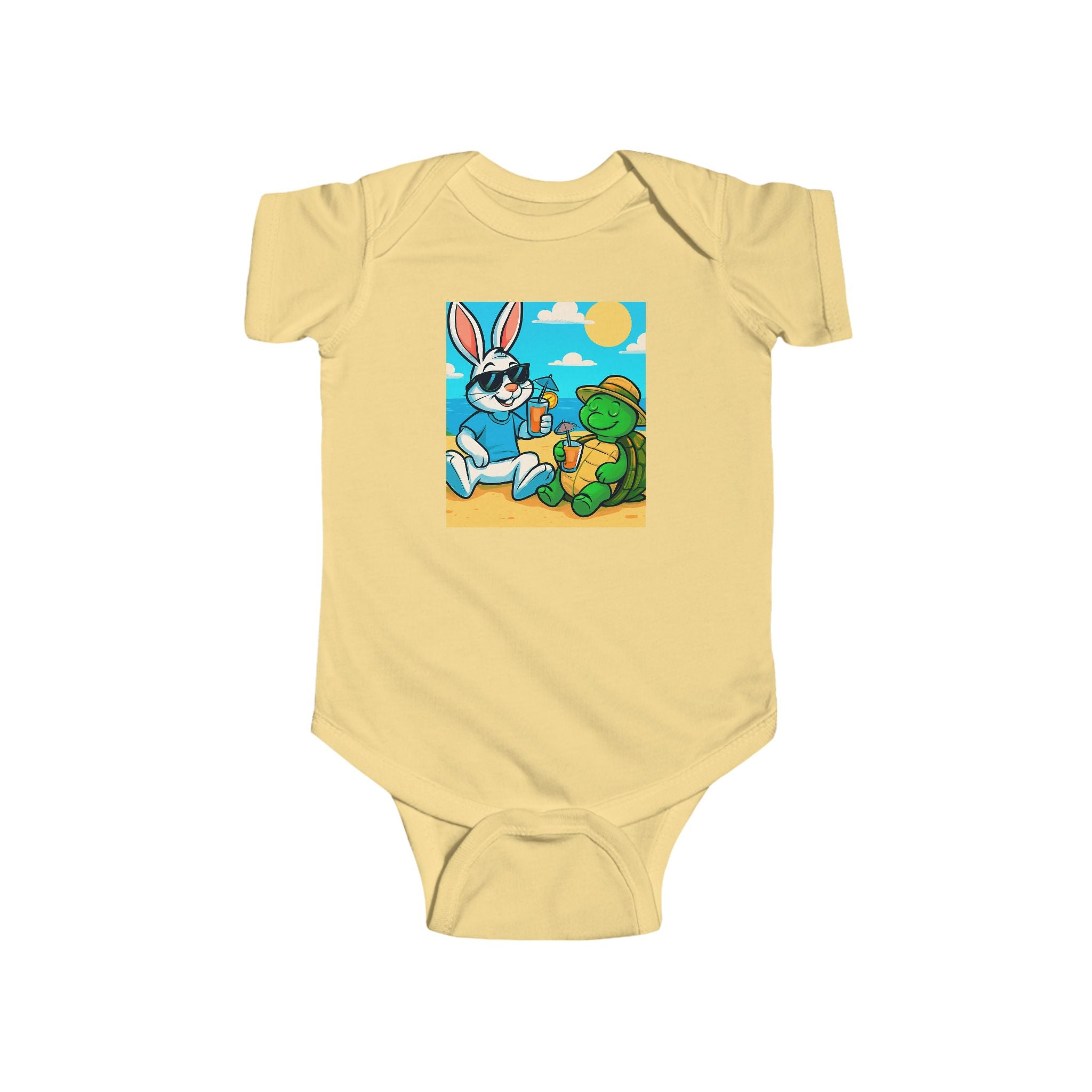 Baby Bodysuit — Cute Bunny & Turtle Playtime Graphic