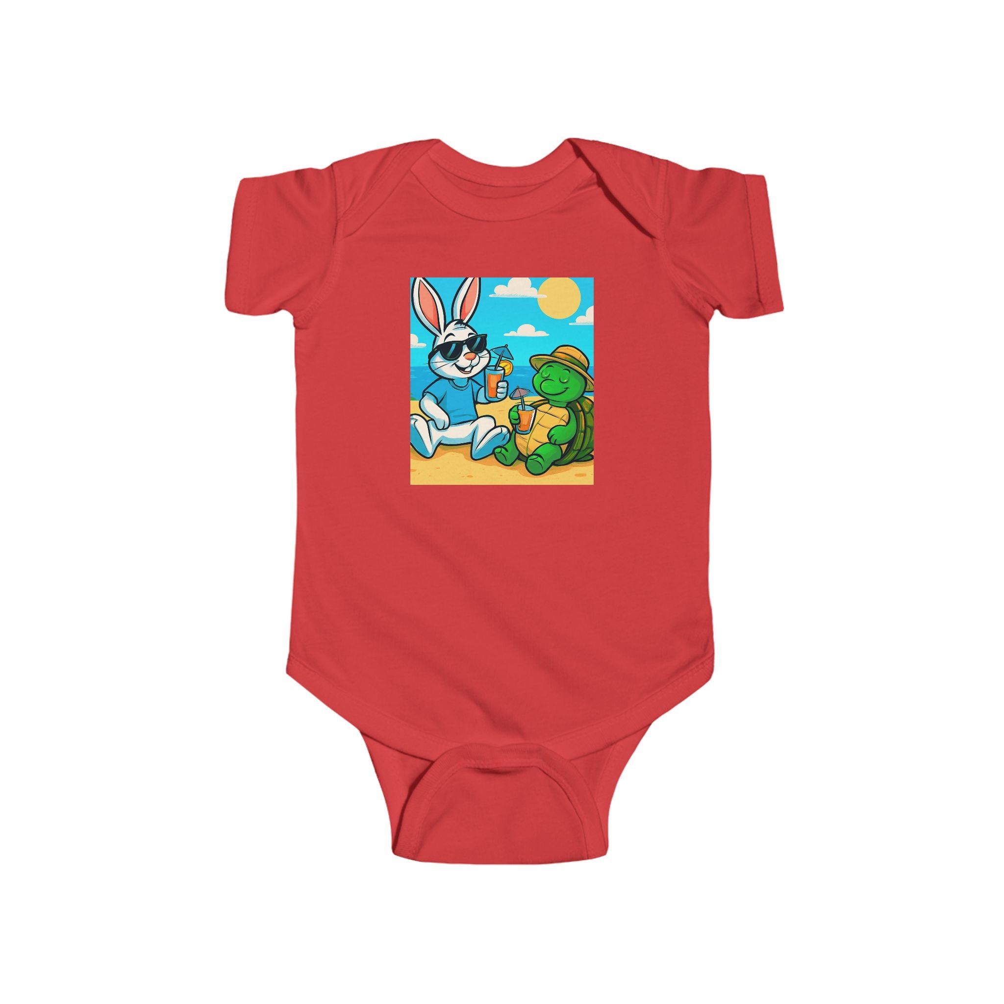 Baby Bodysuit — Cute Bunny & Turtle Playtime Graphic