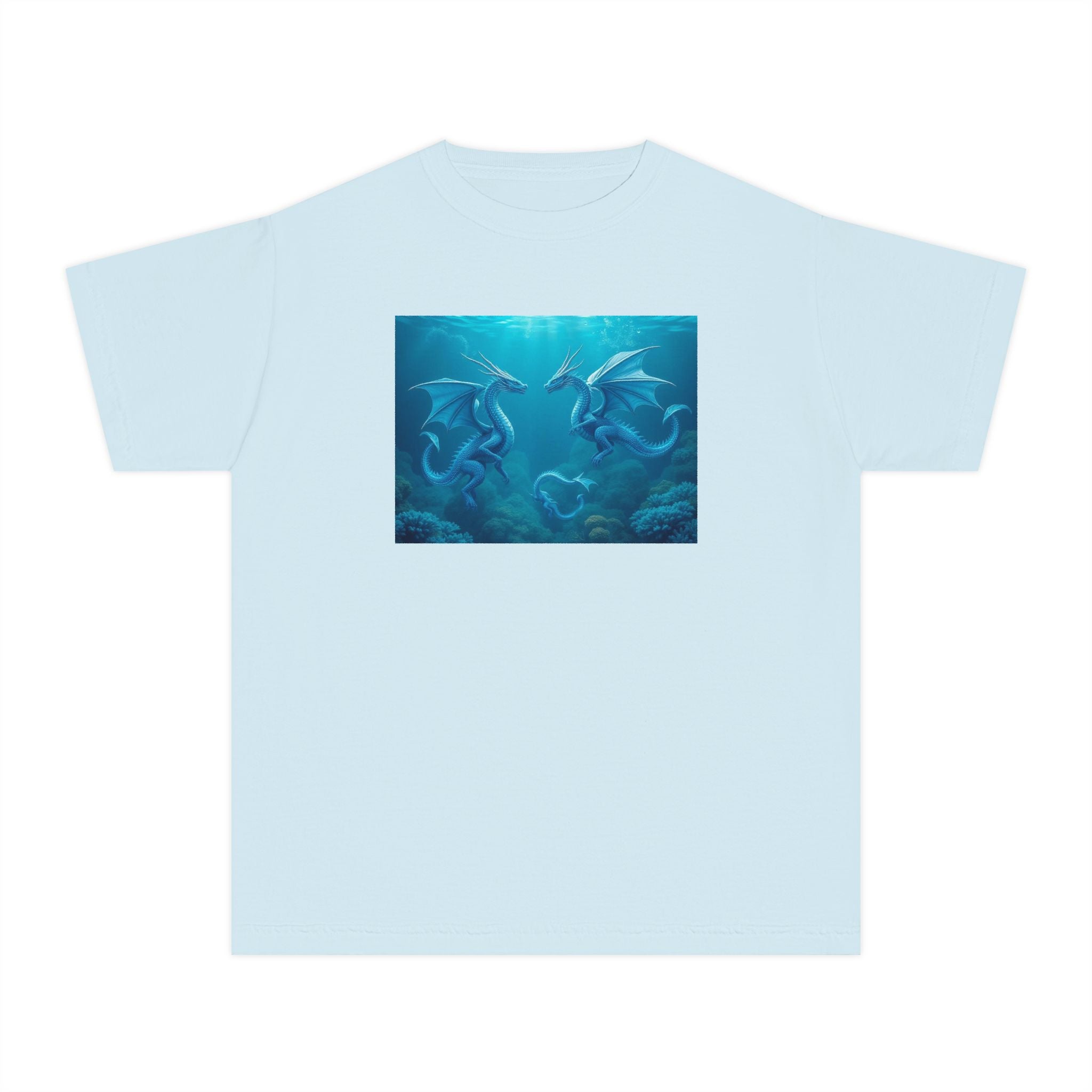 Blue Sea Dragons Youth Tee — Playful Ocean Graphic T-Shirt