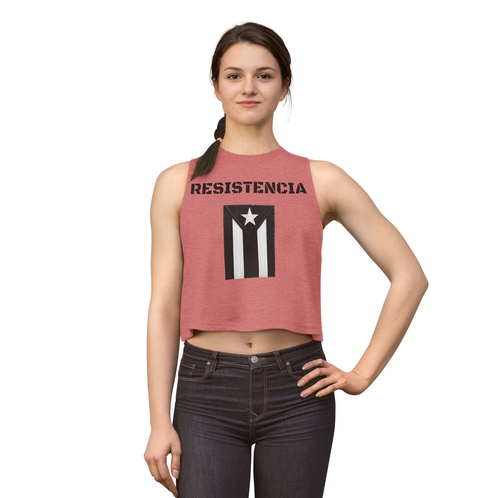 Puerto Rico Flag Crop Top — Black Vintage Resistencia Tank
