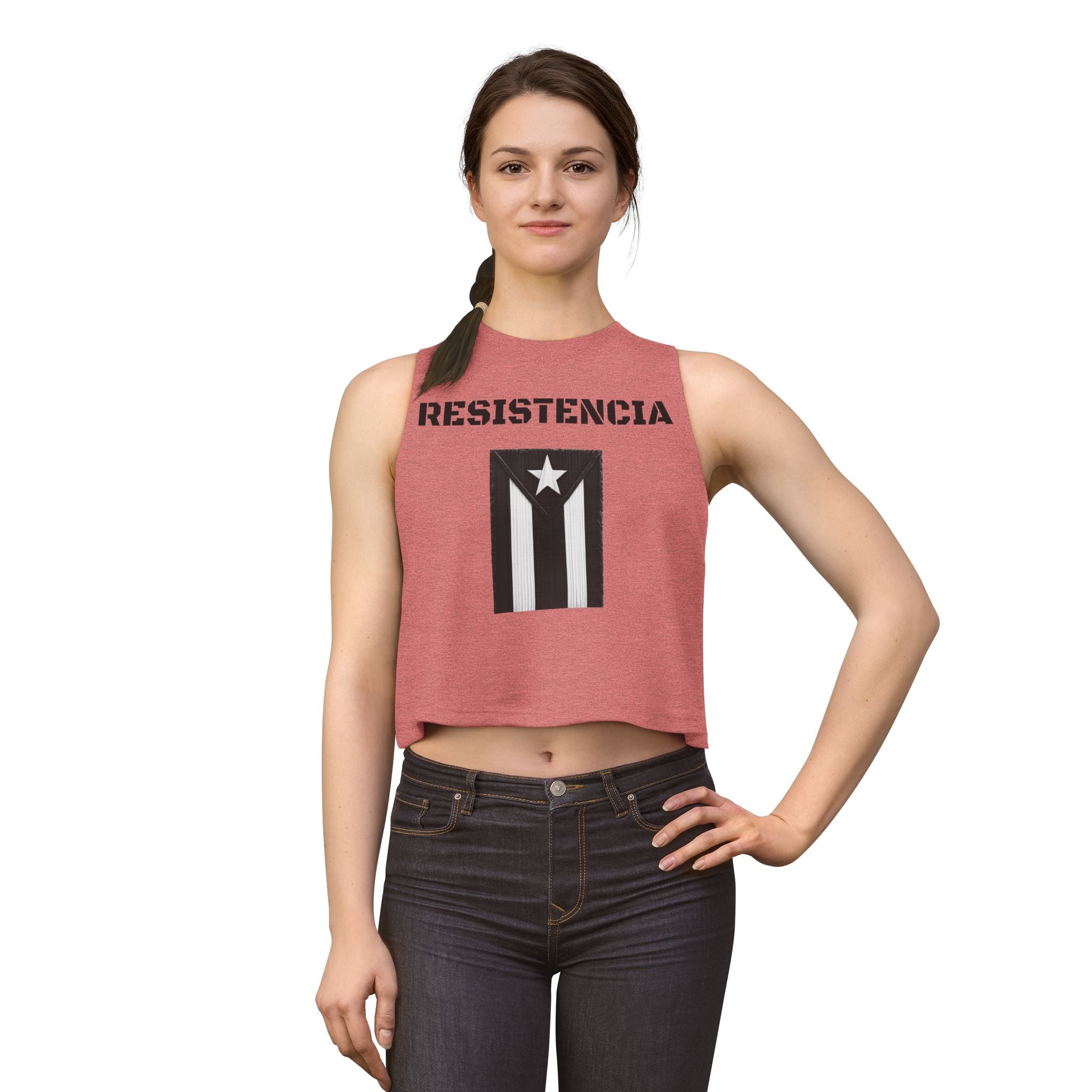 Puerto Rico Flag Crop Top — Black Vintage Resistencia Tank