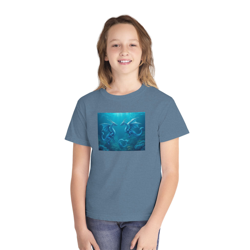 Blue Sea Dragons Youth Tee — Playful Ocean Graphic T-Shirt