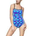Blue Heart Pattern One-Piece Swimsuit — Cute Gradient Hearts Beachwear (ADULT SIZE)