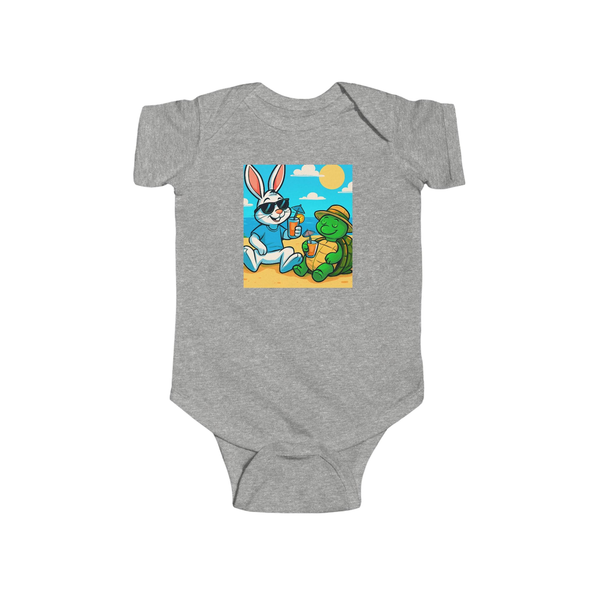 Baby Bodysuit — Cute Bunny & Turtle Playtime Graphic