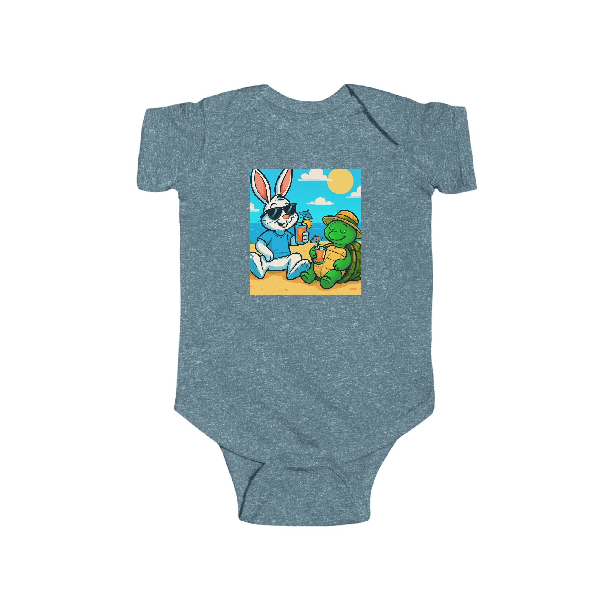 Baby Bodysuit — Cute Bunny & Turtle Playtime Graphic