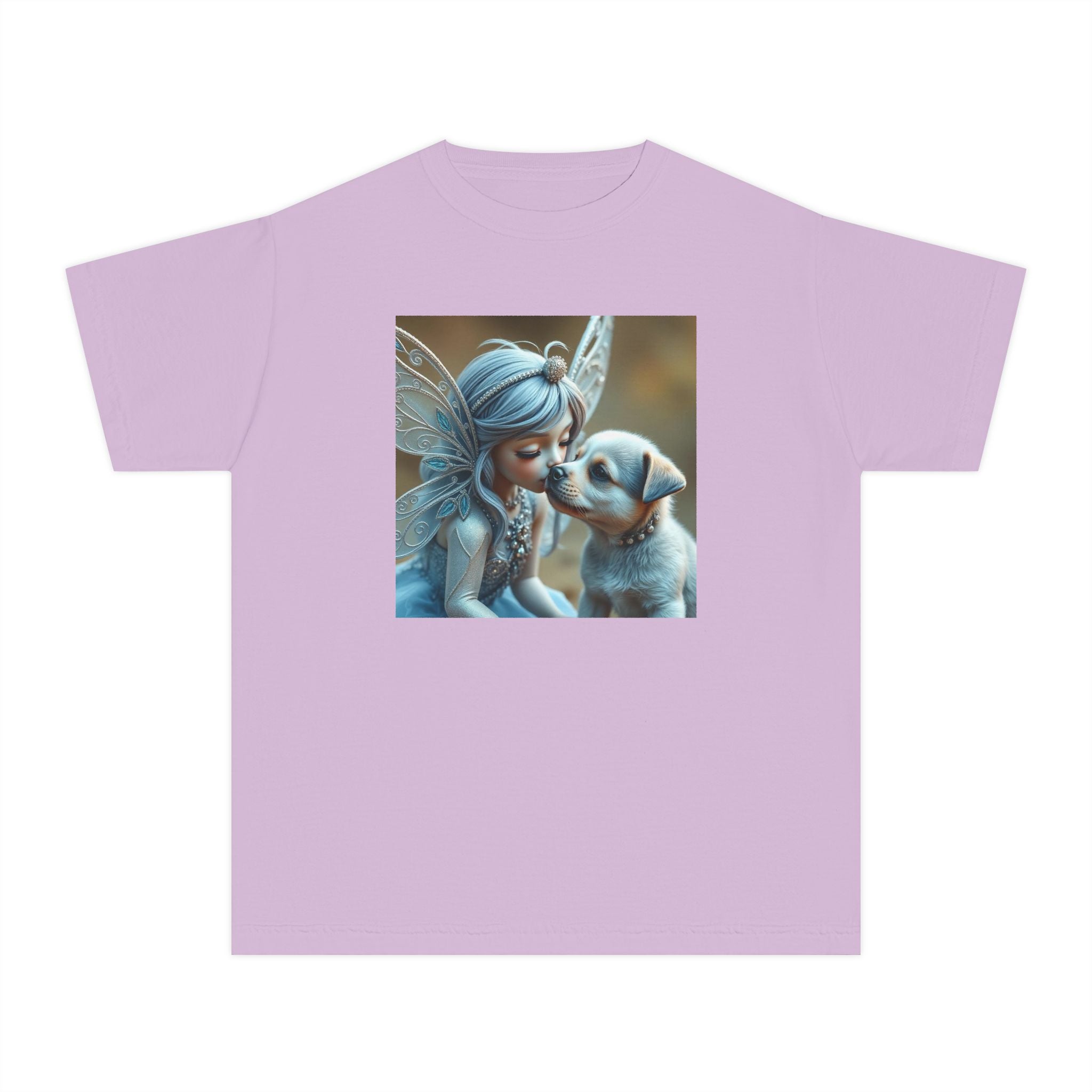 Fairy and Puppy Youth Tee — Whimsical Kids Fantasy T-Shirt