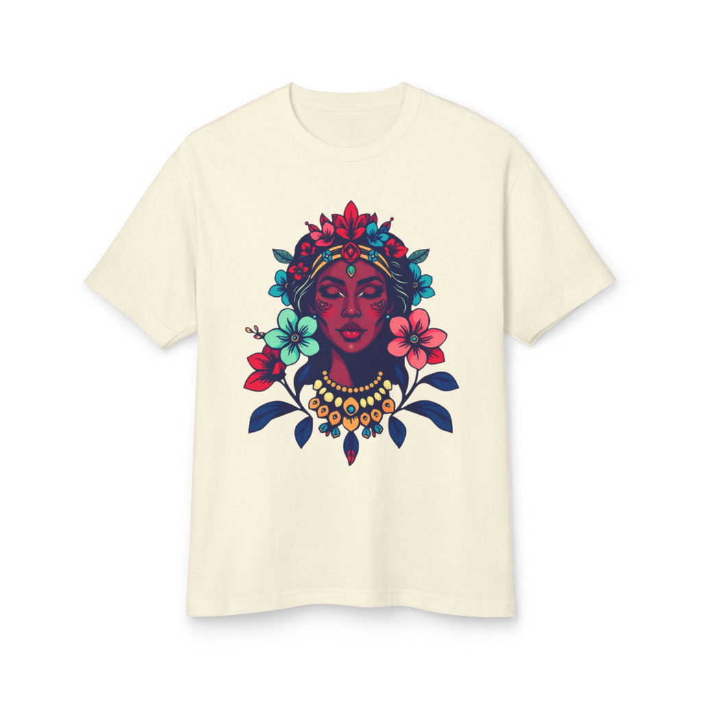 Floral Caribbean Tee — Vibrant Botanical Portrait Cotton Shirt
