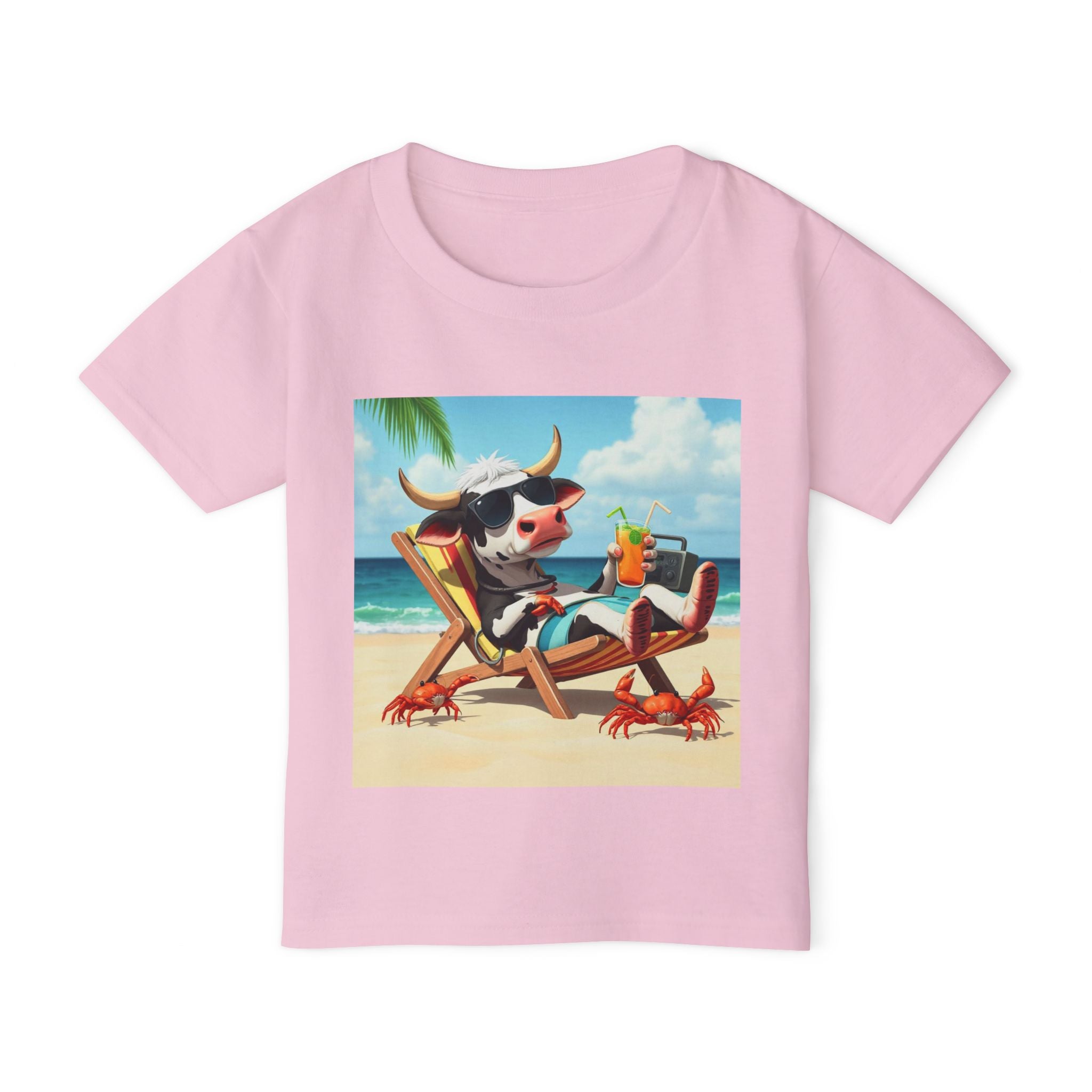 Relaxing Beach Cow Graphic - Cute Cow Summer Vacation Tee