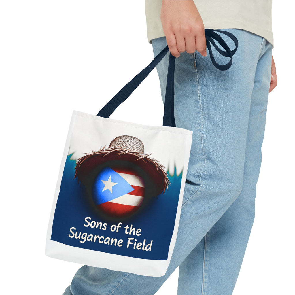 Sons of the Sugarcane Field Tote Bag — Puerto Rican Pride Straw Hat Design