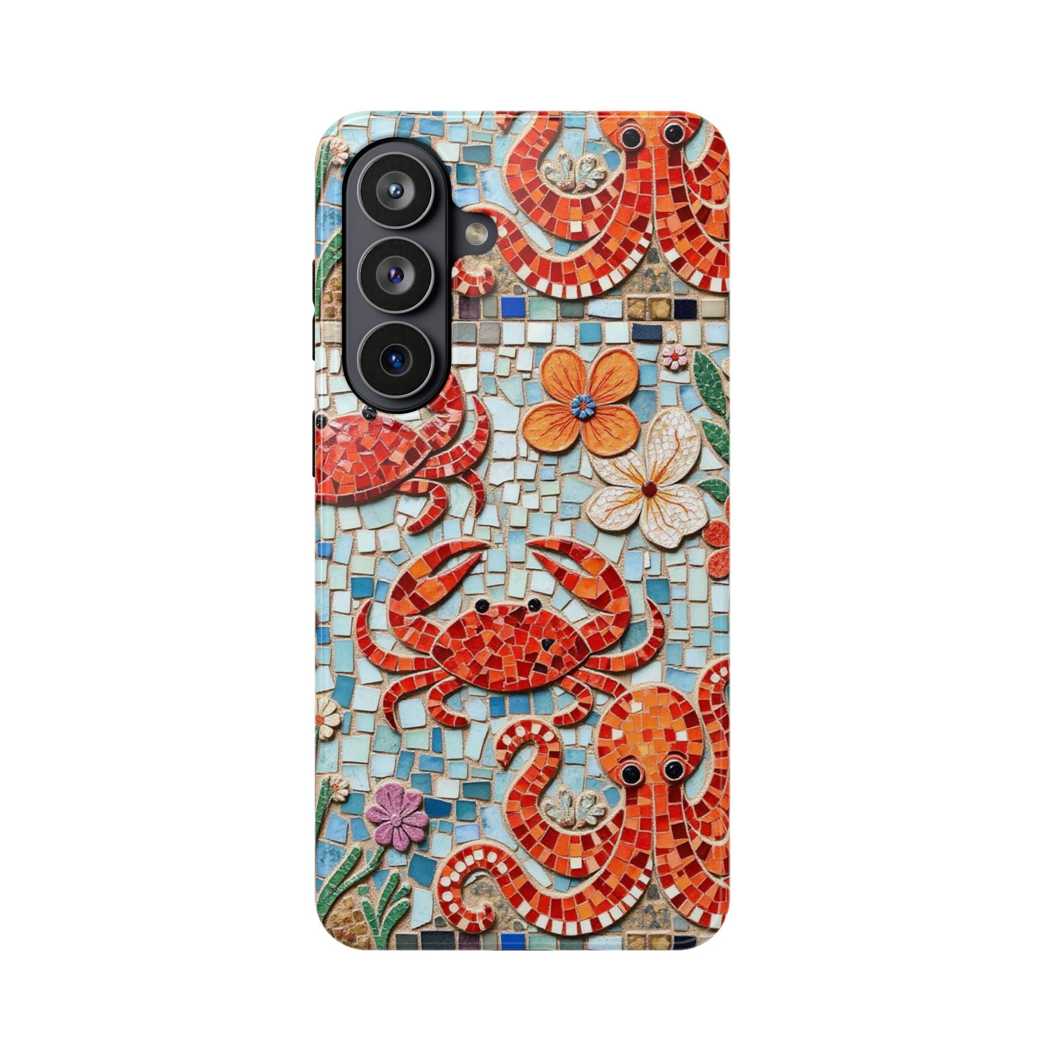 Phone Case — Colorful Mosaic Crab & Octopus Magnetic Impact-Resistant Cover S-26