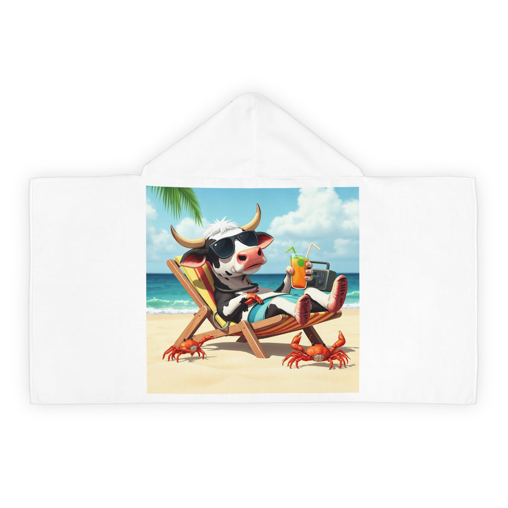 Youth Hooded Towel — Cute Bunny & Turtle Soccer Kids Beach Towel