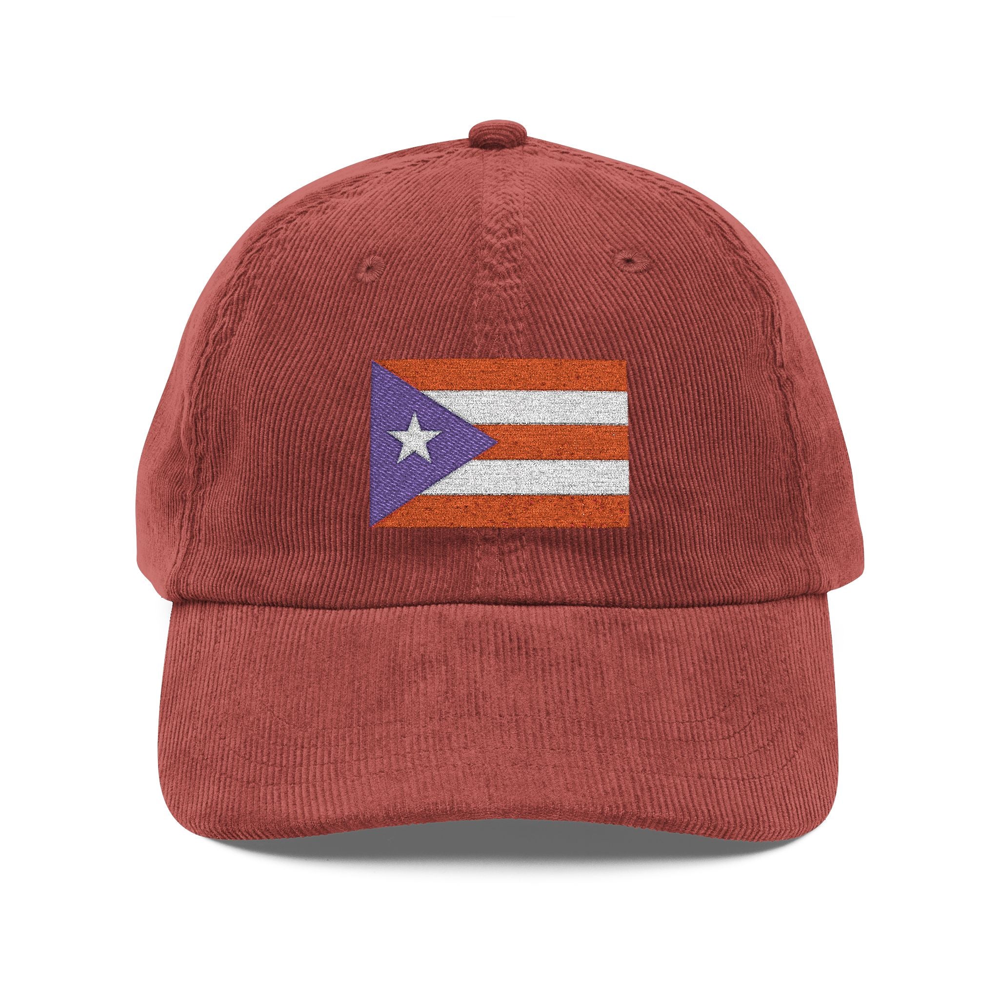 Vintage Corduroy Cap — Embroidered Puerto Rico Flag Themed Hat