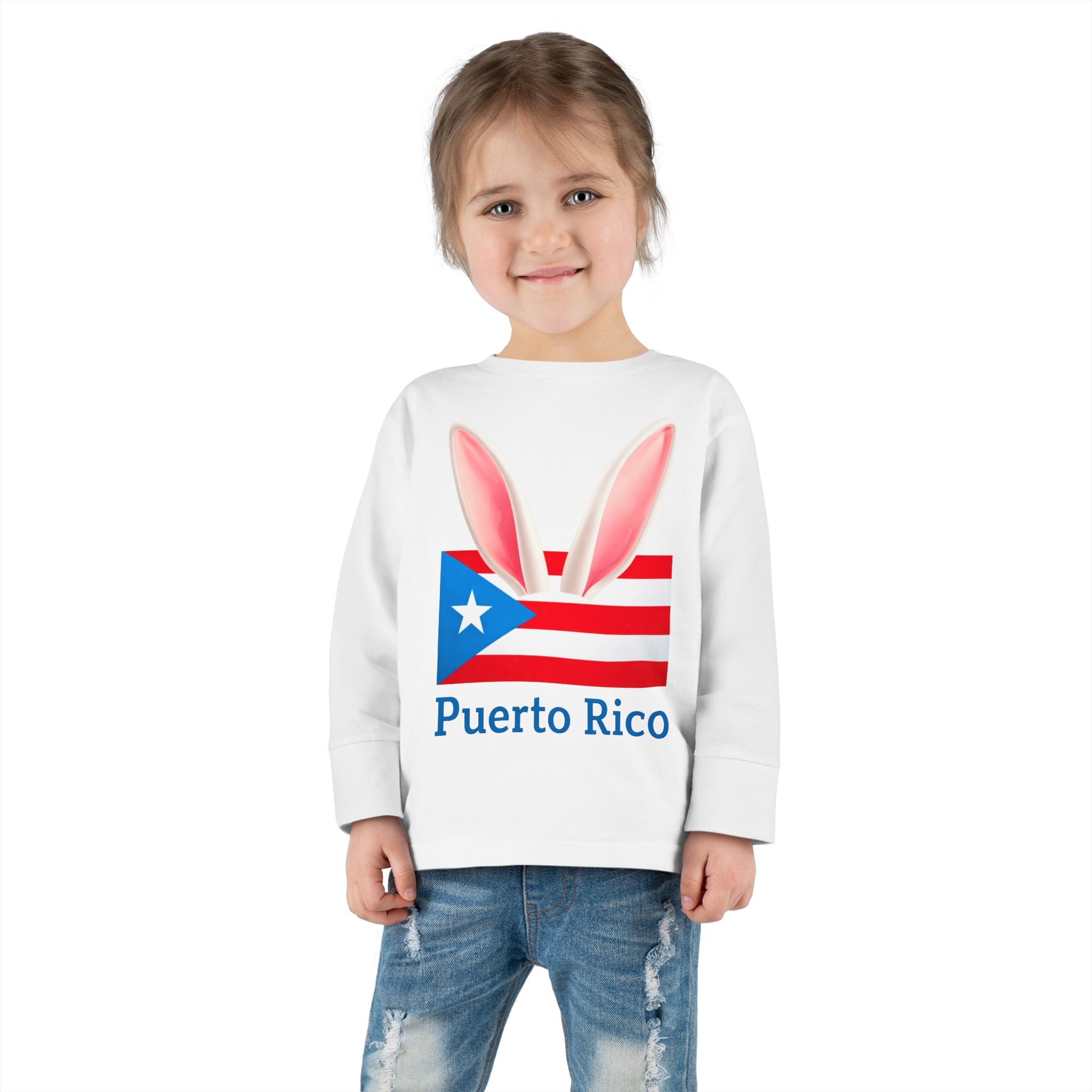 Puerto Rico Bunny Ears Toddler Long Sleeve Tee