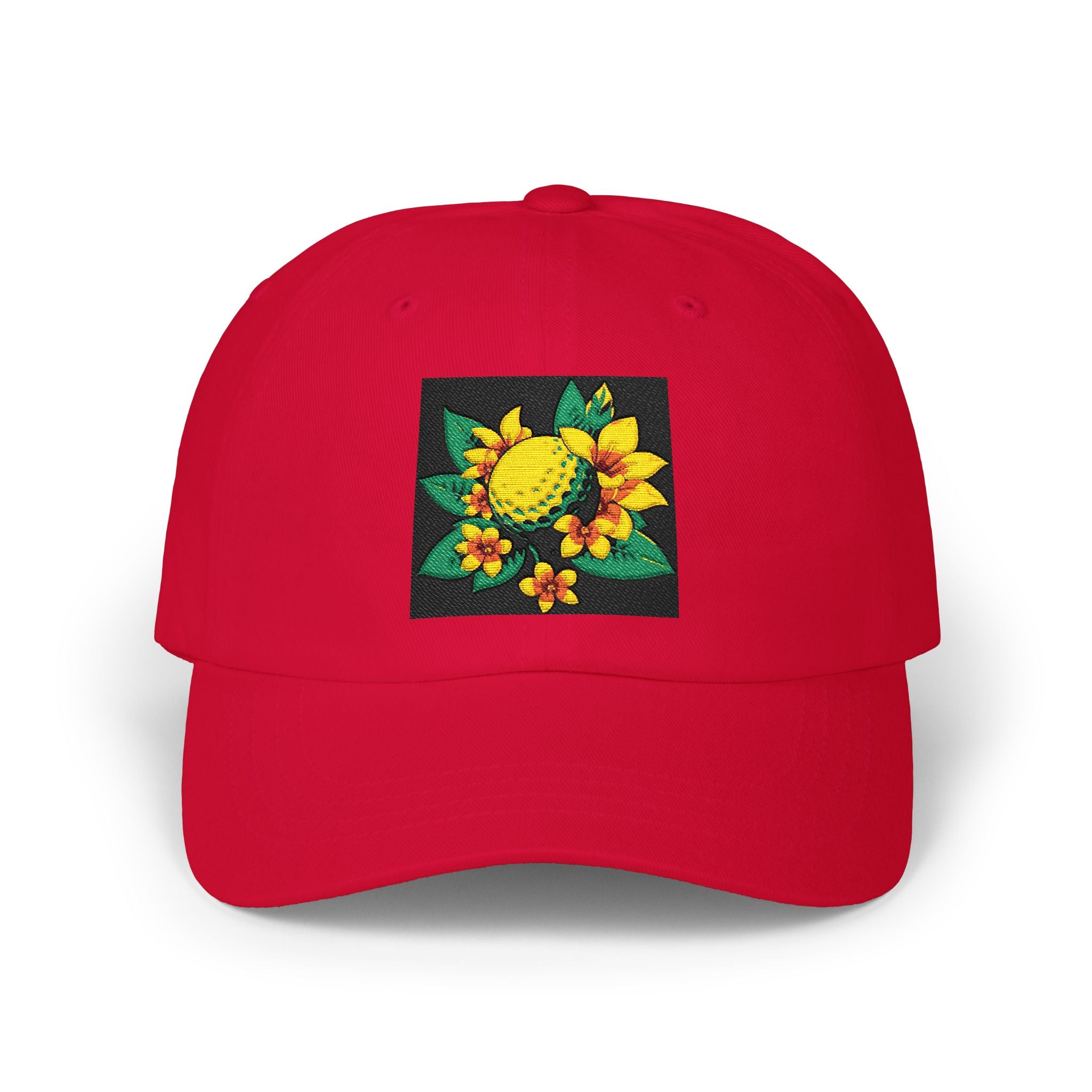 Dad Cap with Embroidered Yellow / Green Golf Tropical Patch — Floral Baseball Hat Casual Wear