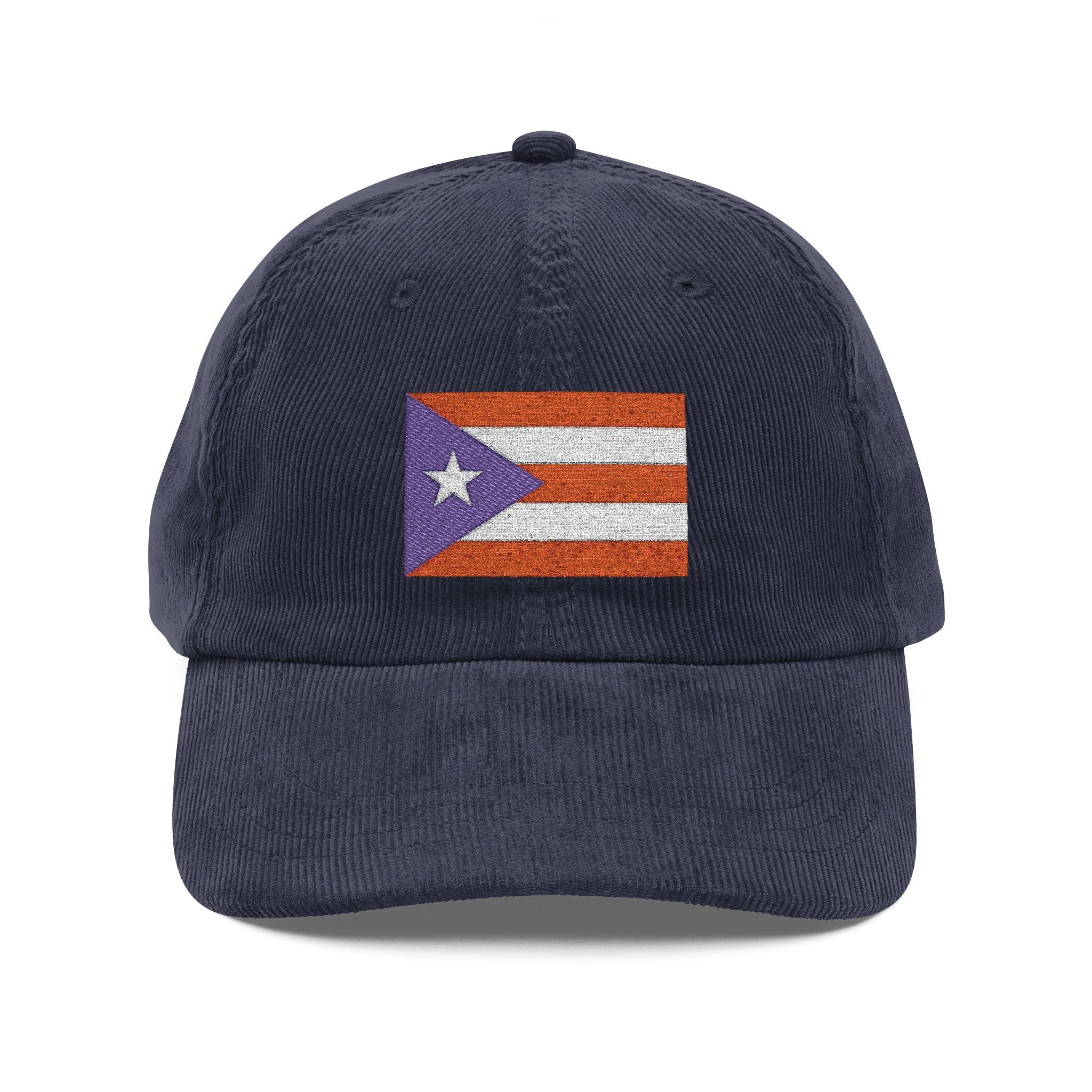 Vintage Corduroy Cap — Embroidered Puerto Rico Flag Themed Hat