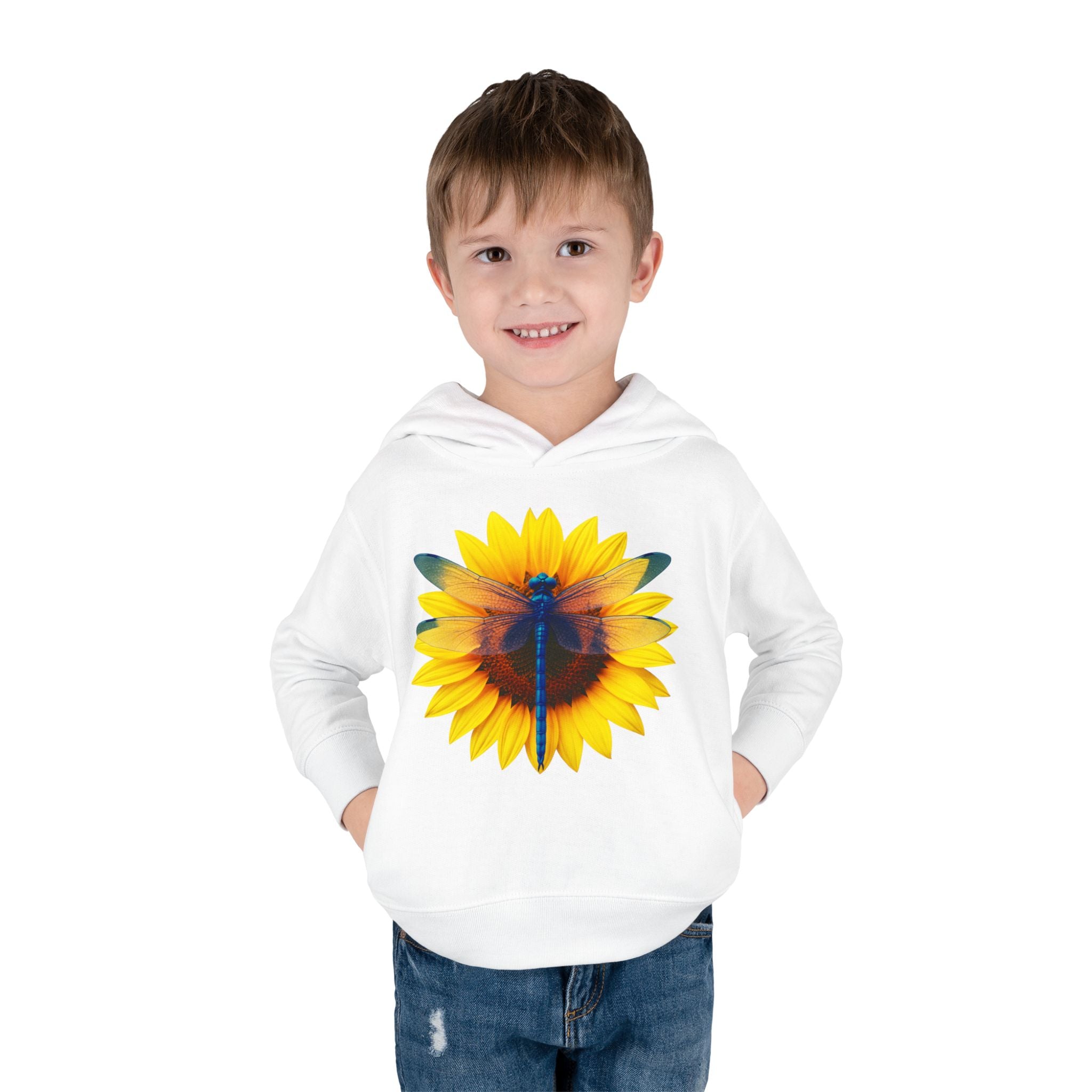 Toddler Hoodie — Sunflower Dragonfly Graphic Pullover