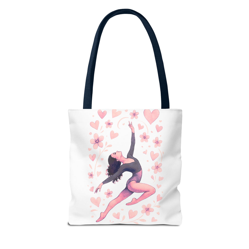 Ballet Dancer Heart Tote Bag — PINK and BLACK Floral Dance AOP Tote