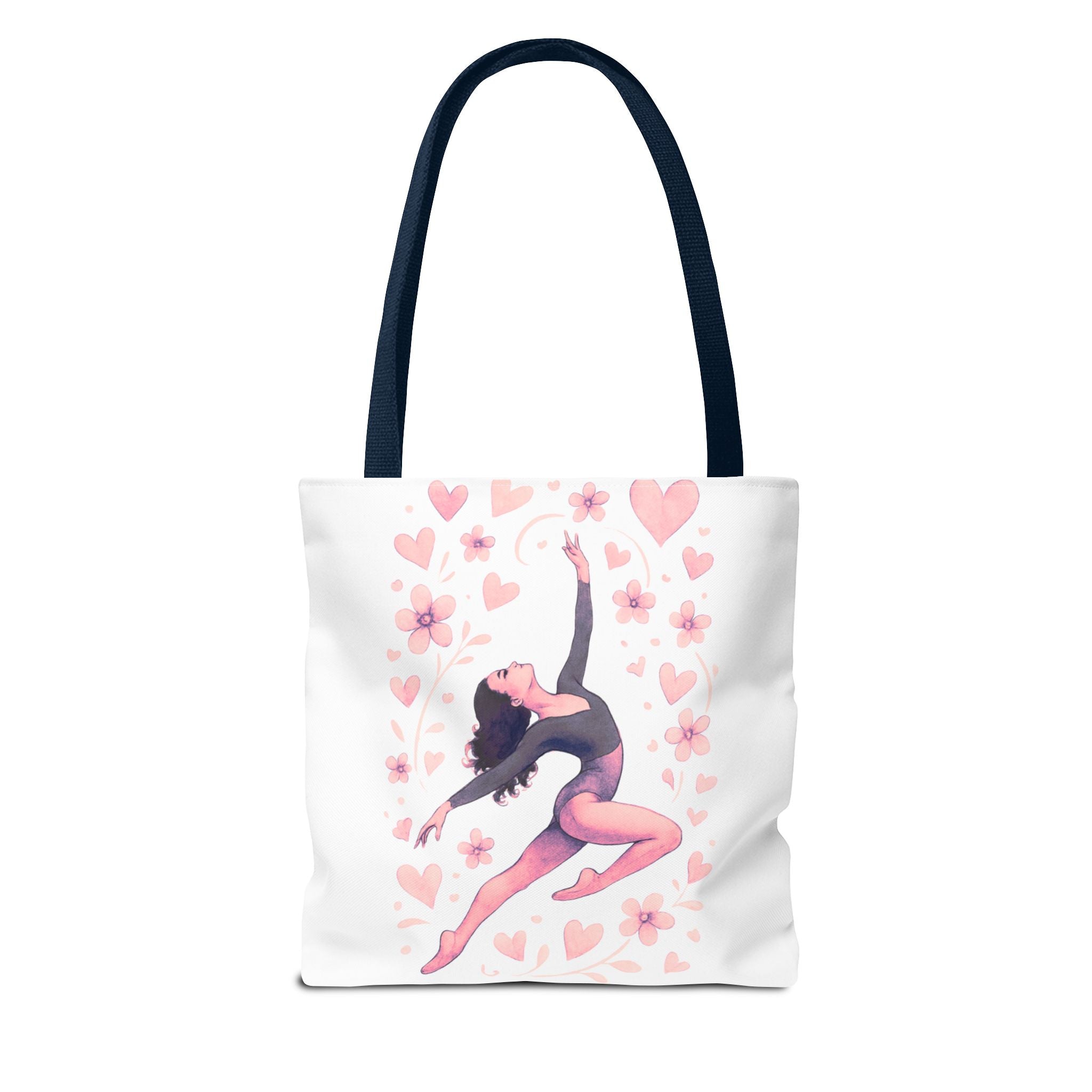 Ballet Dancer Heart Tote Bag — PINK and BLACK Floral Dance AOP Tote