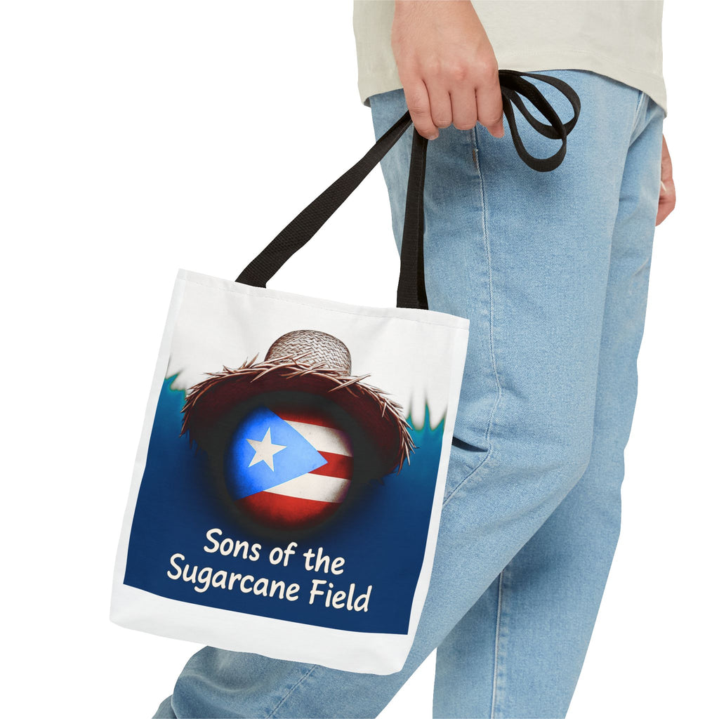 Sons of the Sugarcane Field Tote Bag — Puerto Rican Pride Straw Hat Design