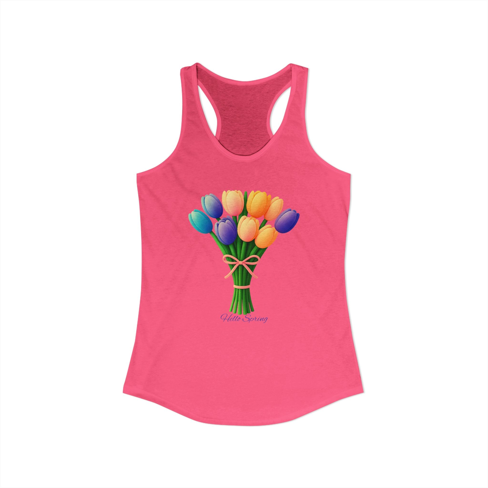Women's Racerback Tank - Tulips Adult Hello Spring T-shirt