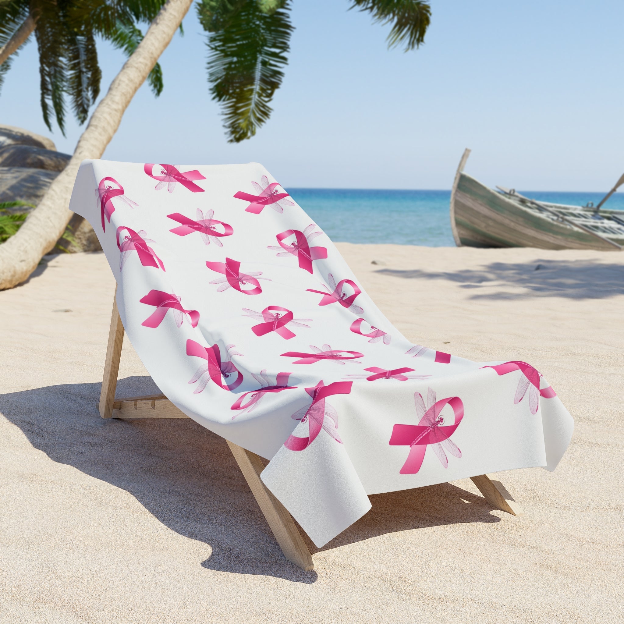 Breast Cancer Awareness Beach Towel — Pink Ribbon Pool & Summer Towel