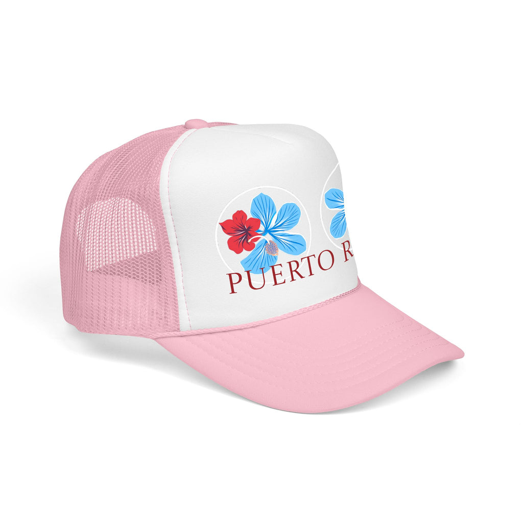 Puerto Rico Hibiscus Trucker Hat - Tropical Beach Foam Cap