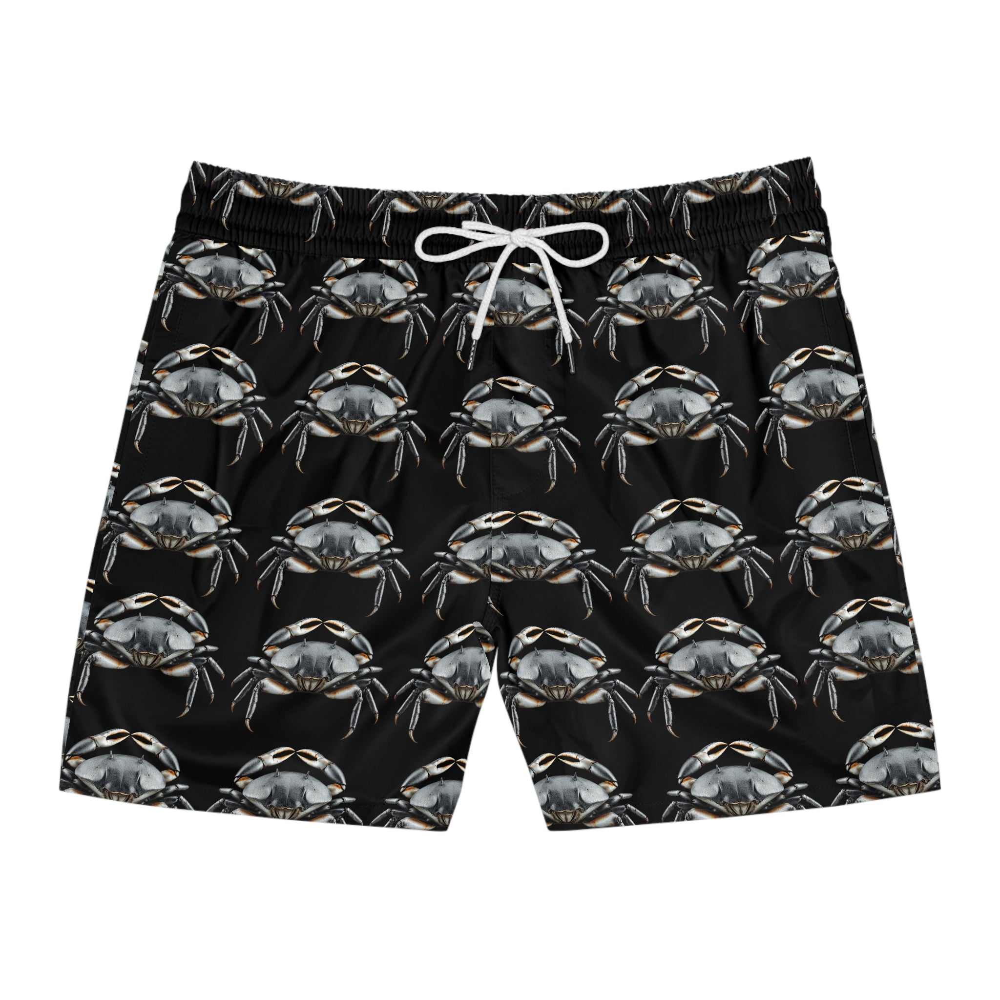 Crab Pattern Men's Swimwear – Black Coastal Trunks - 95% polyester, 5% spandex