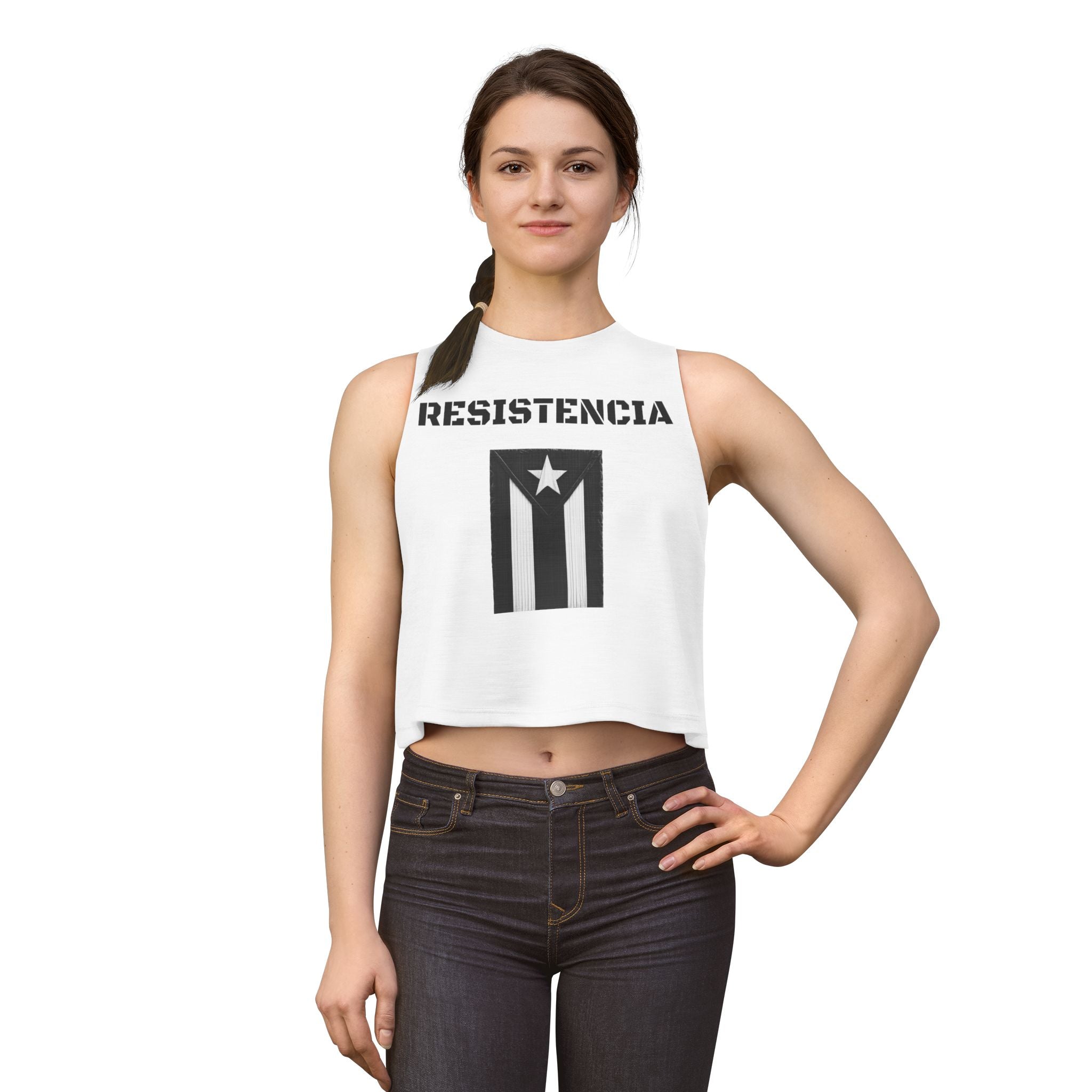 Puerto Rico Flag Crop Top — Black Vintage Resistencia Tank