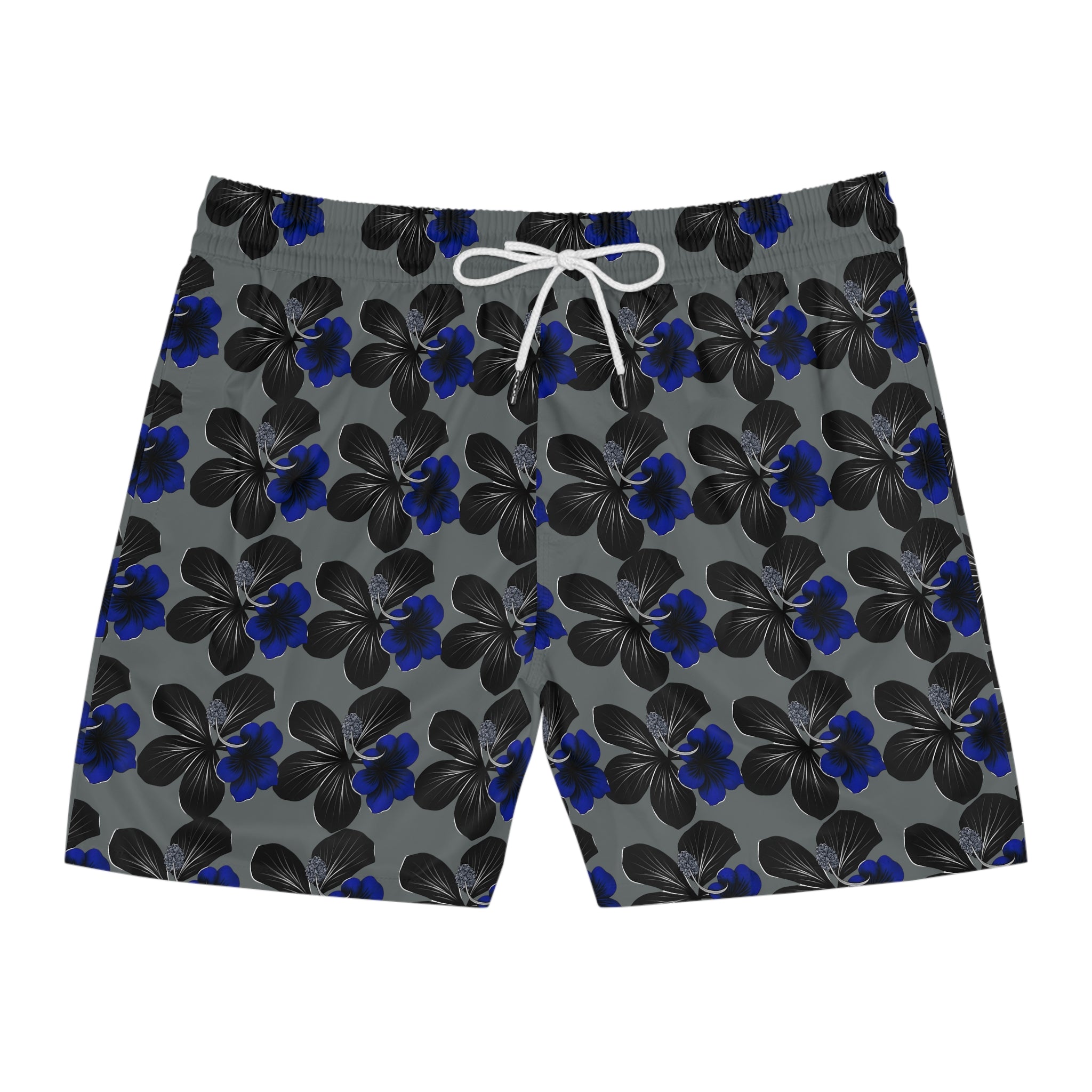 Black & Blue Hibiscus Mid-Length Boardshorts 95% polyester, 5% spandex