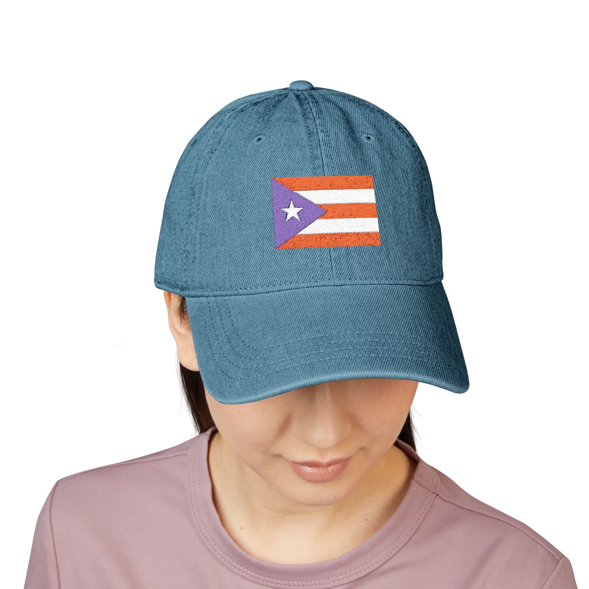 Puerto Rico Flag Themed Embroidery Denim Hat — Puerto Rico Baseball Cap