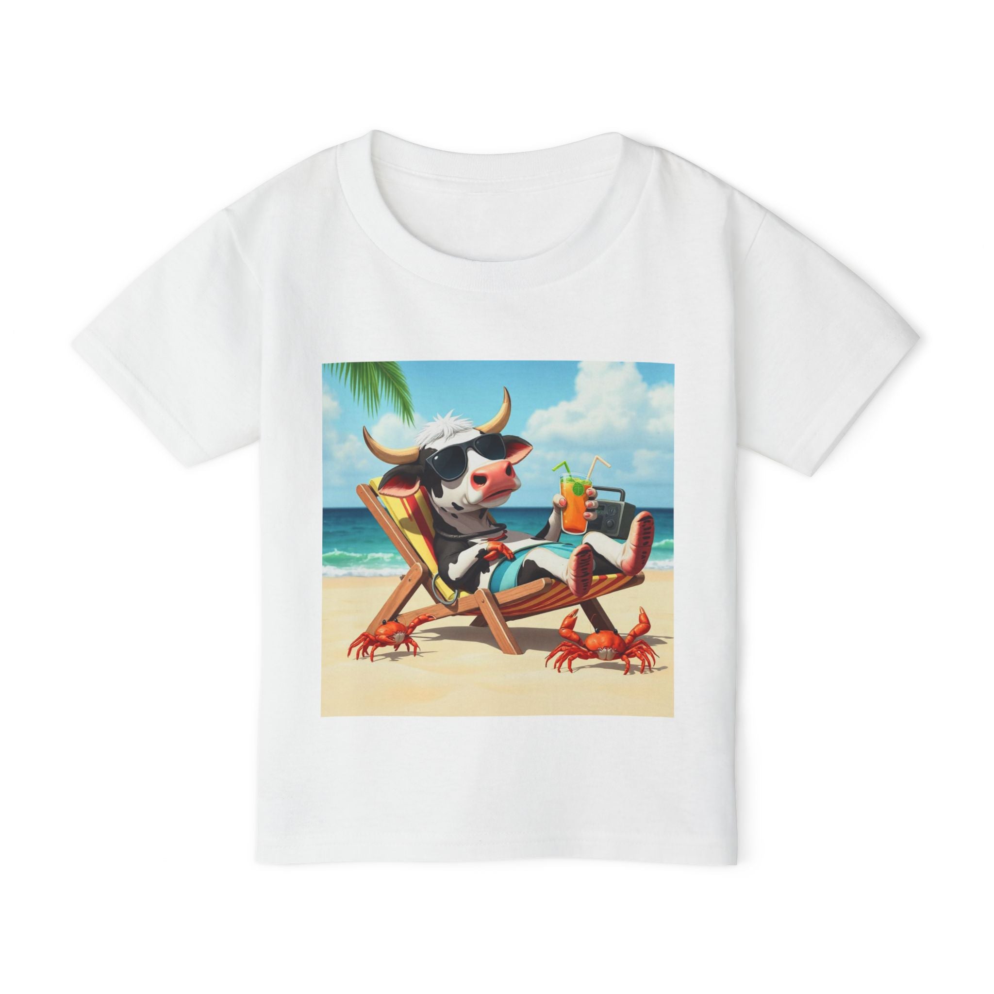 Relaxing Beach Cow Graphic - Cute Cow Summer Vacation Tee