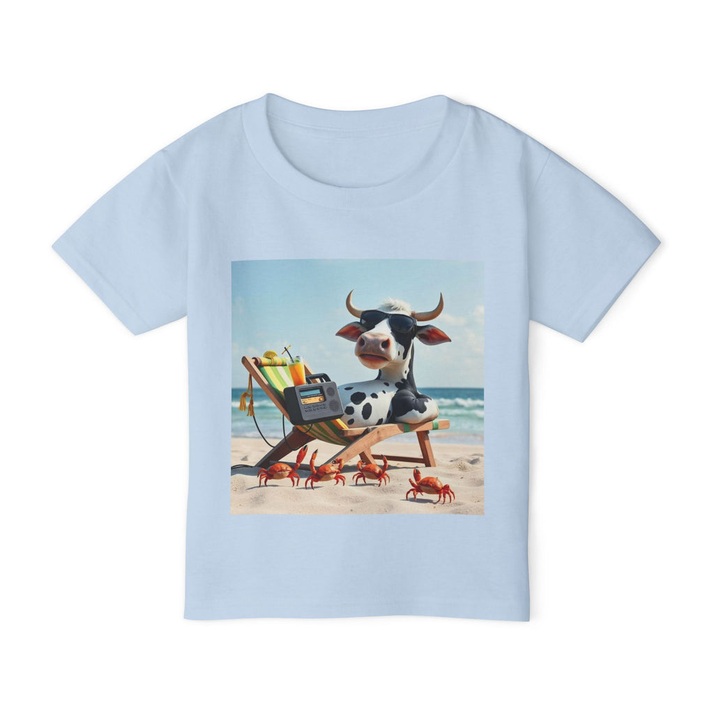 Beach Cow Toddler T‑Shirt — Cute Cow on Beach with Crabs Kids Tee