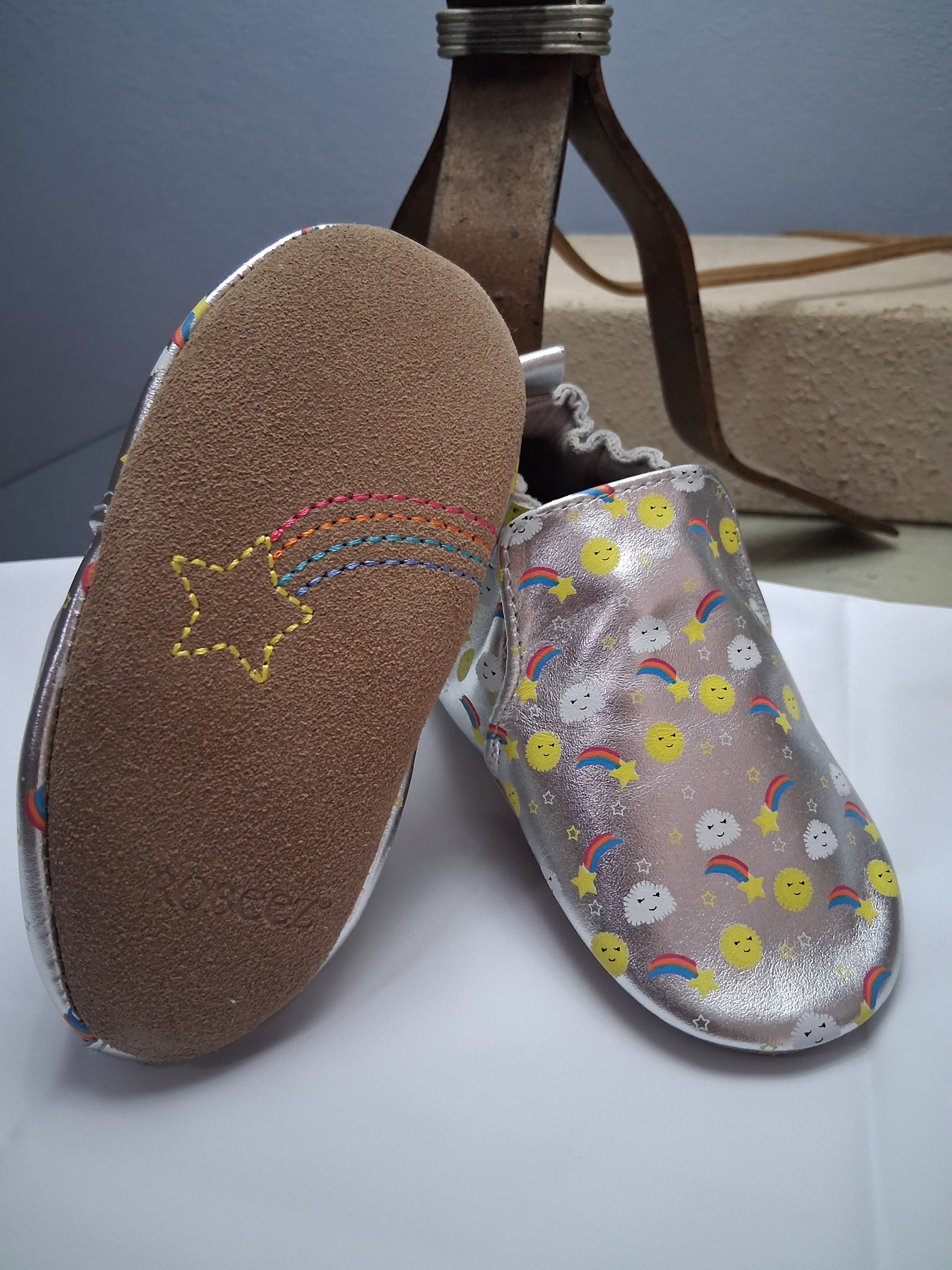 Toddler Soft Soled Silver / Rainbow 18- 24 months