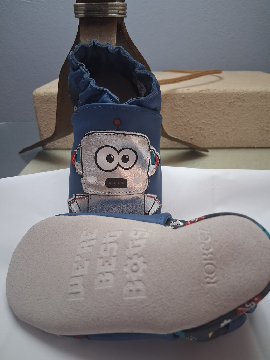 Toddler Soft Soled Blue and Silver Robot 18-24 months