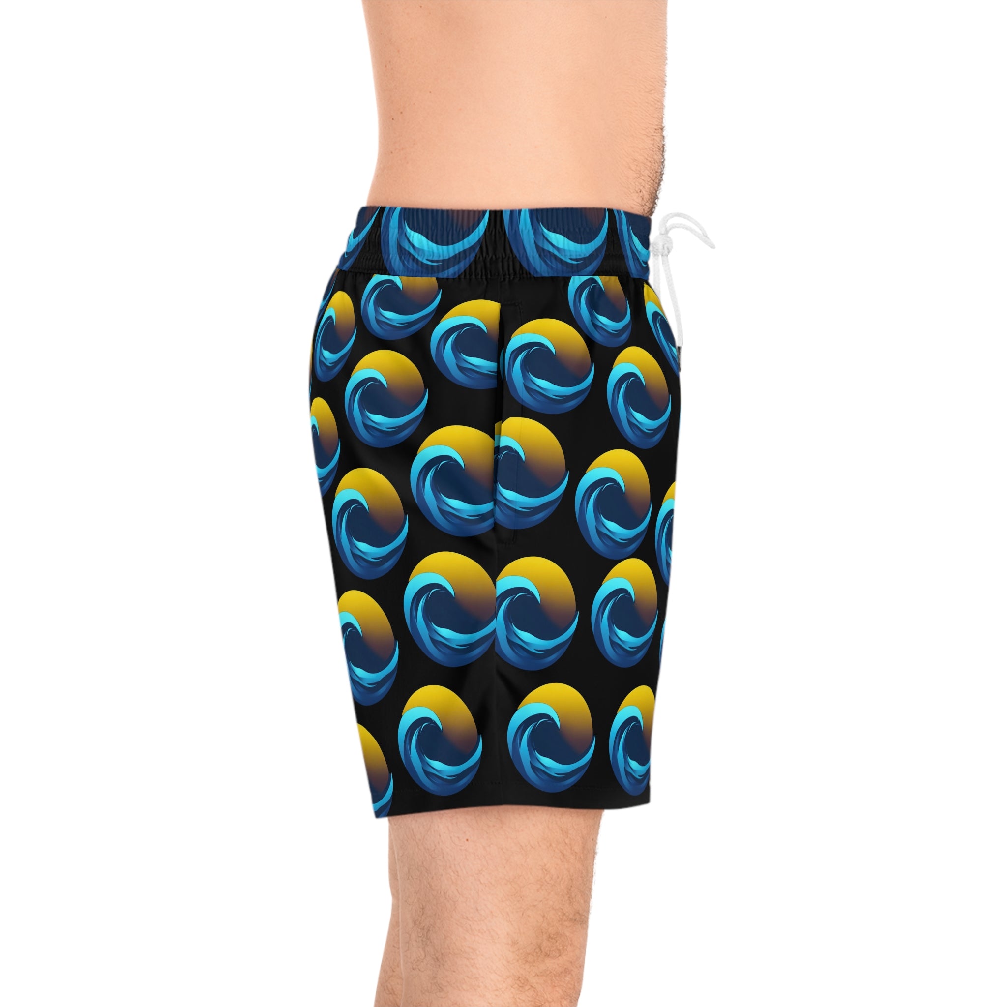 Sunset Print Men's Mid-Length Swim Short - Print 95% polyester, 5% spandex