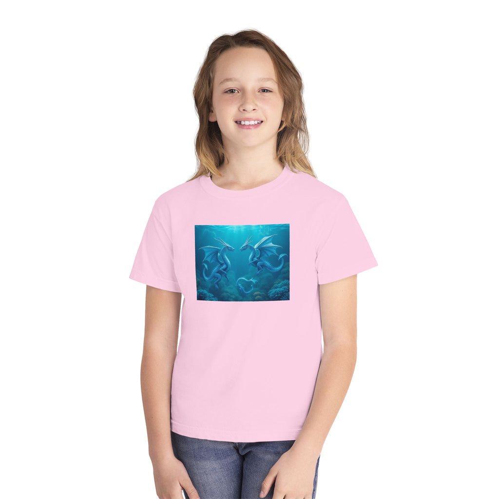 Blue Sea Dragons Youth Tee — Playful Ocean Graphic T-Shirt