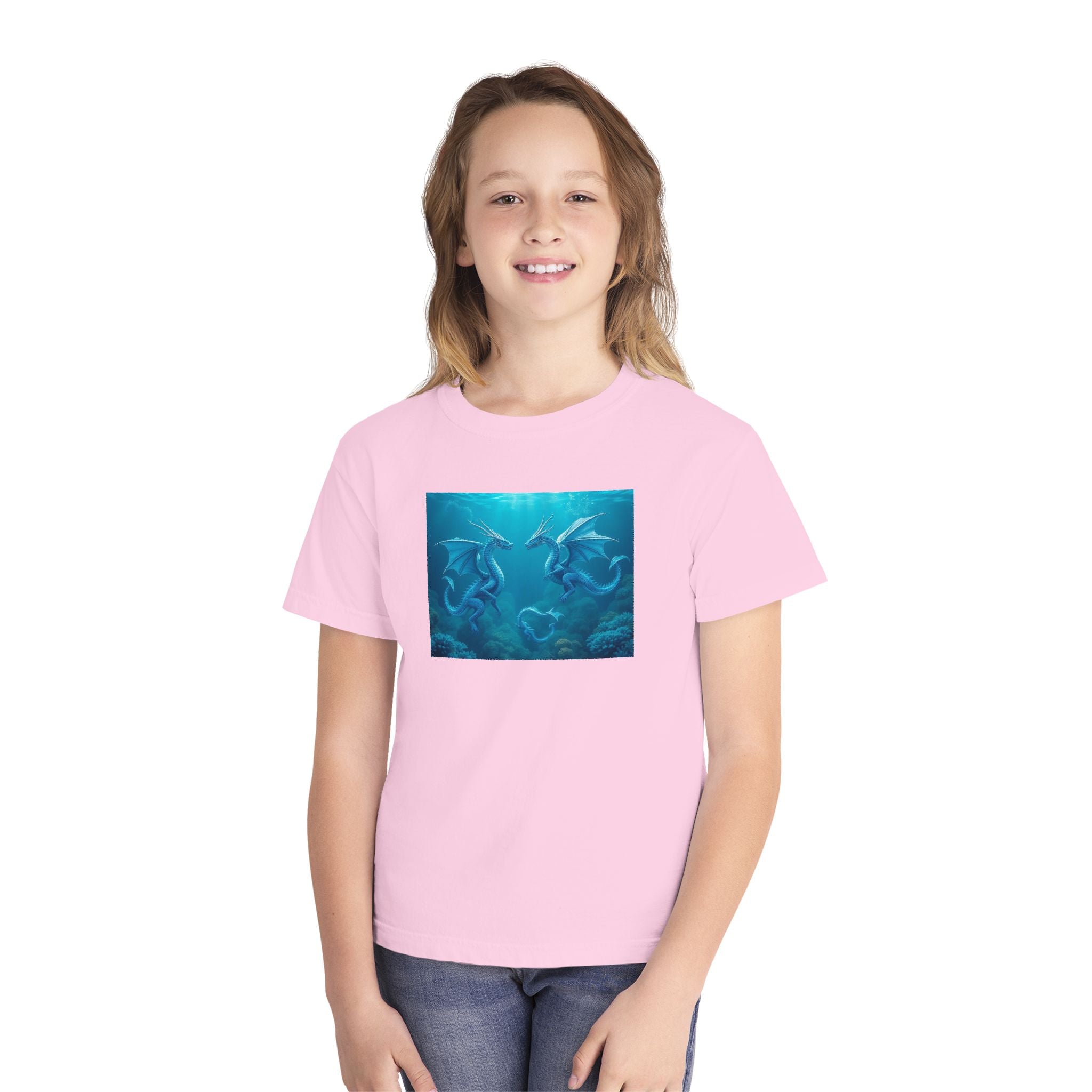 Blue Sea Dragons Youth Tee — Playful Ocean Graphic T-Shirt