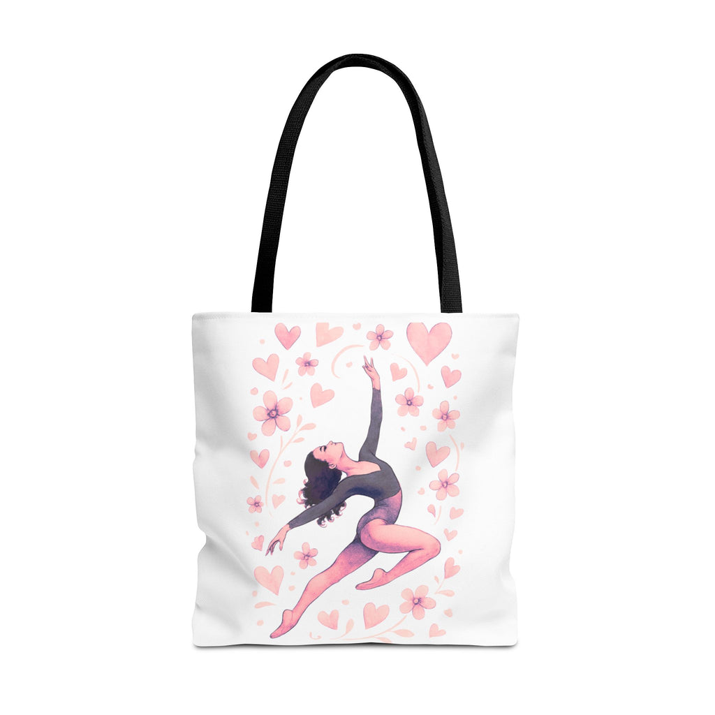 Ballet Dancer Heart Tote Bag — PINK and BLACK Floral Dance AOP Tote