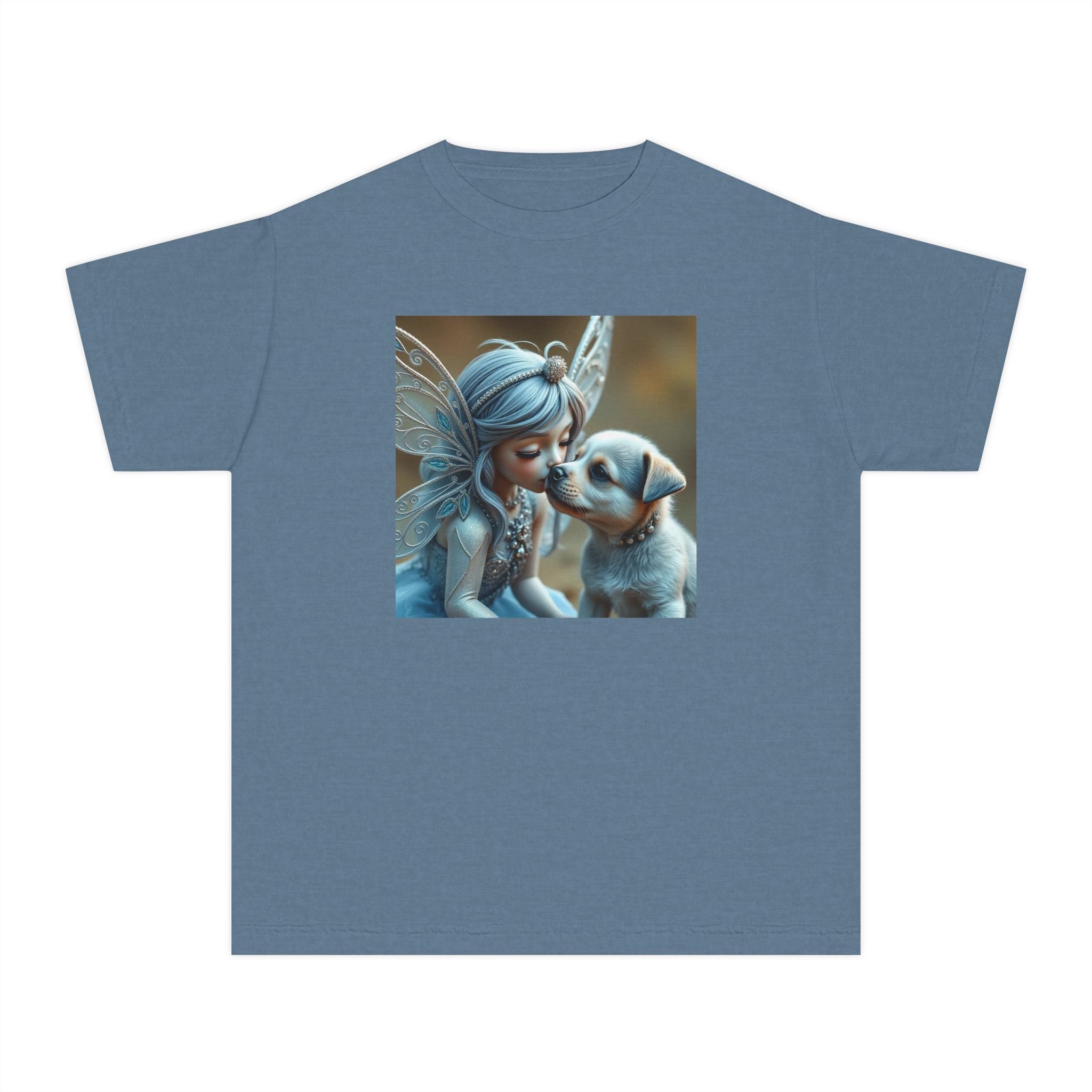 Fairy and Puppy Youth Tee — Whimsical Kids Fantasy T-Shirt