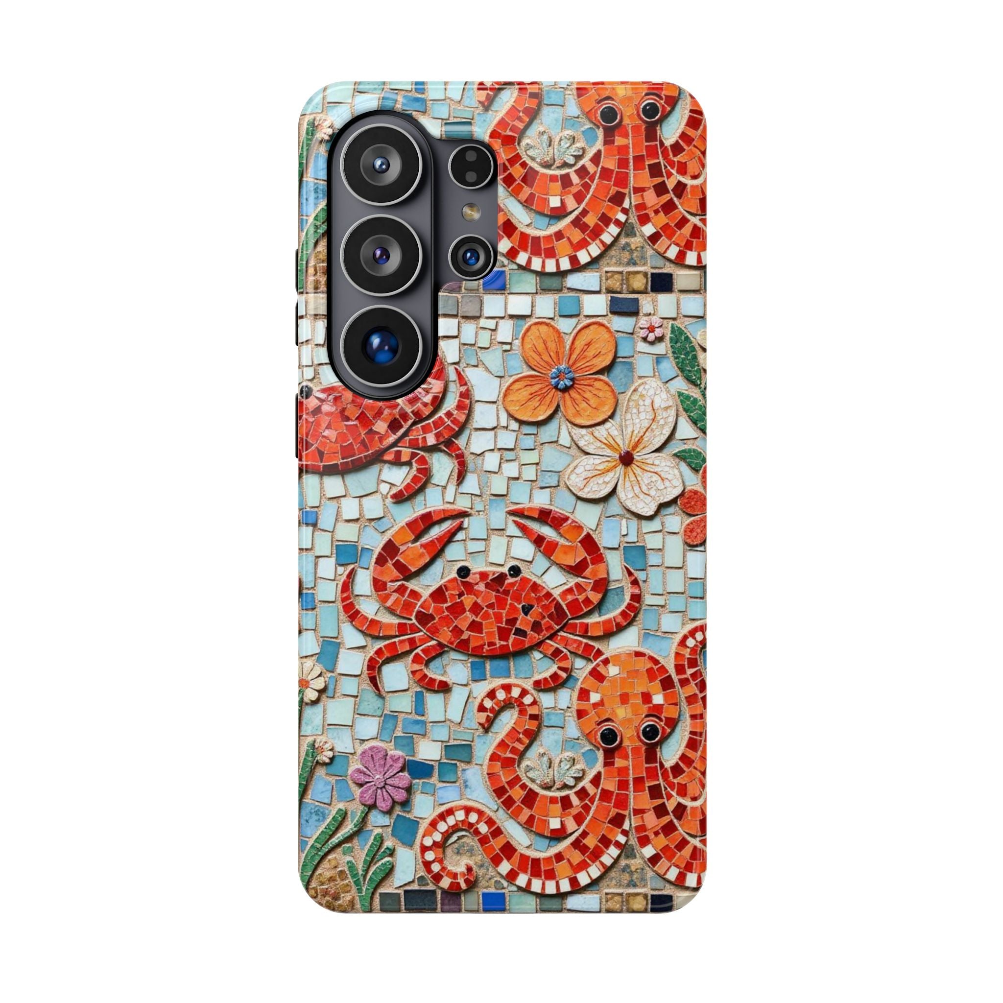 Phone Case — Colorful Mosaic Crab & Octopus Magnetic Impact-Resistant Cover S-26
