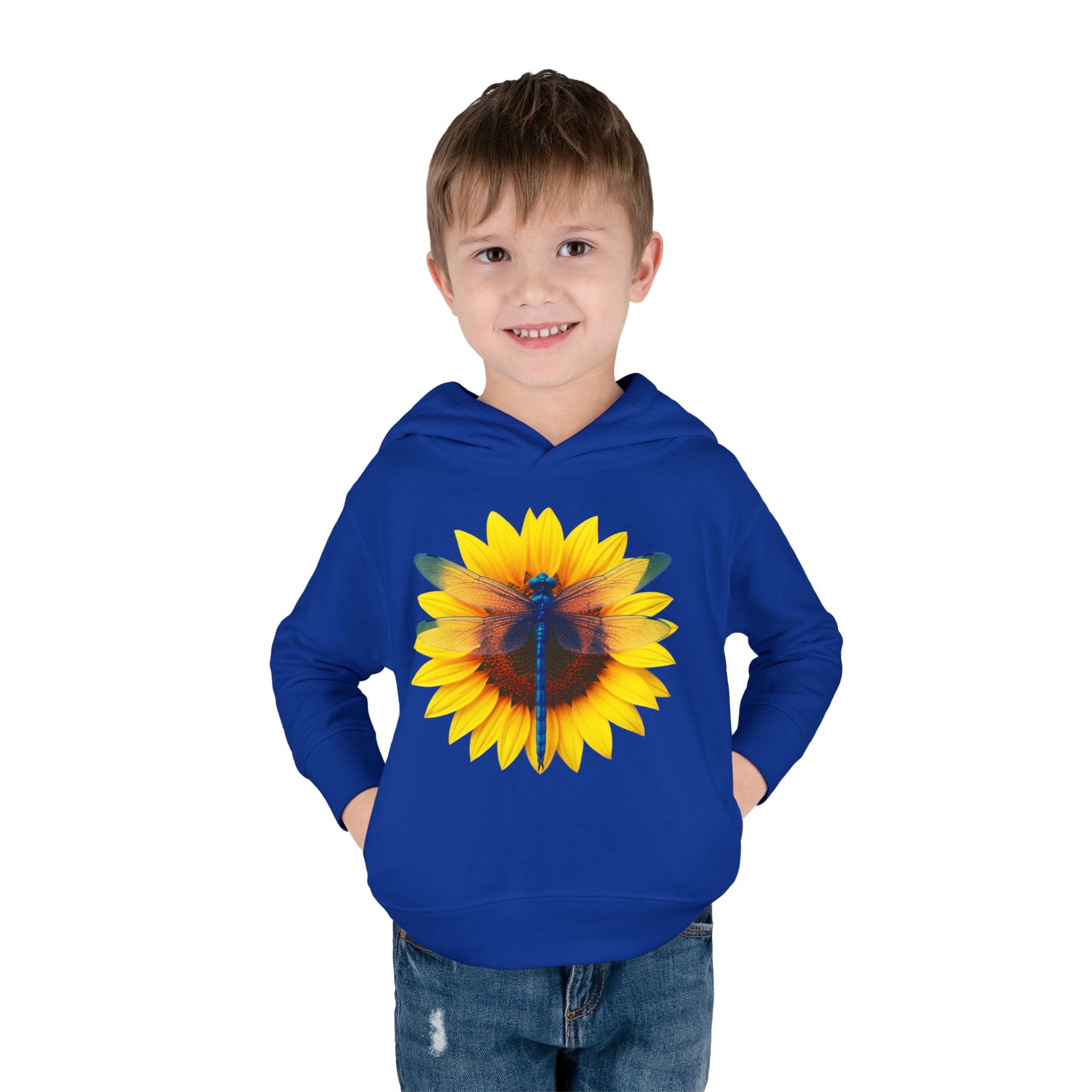 Toddler Hoodie — Sunflower Dragonfly Graphic Pullover