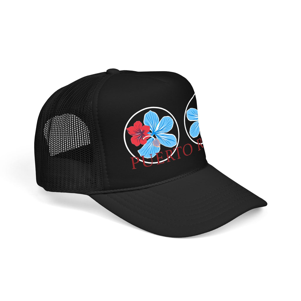 Puerto Rico Hibiscus Trucker Hat - Tropical Beach Foam Cap