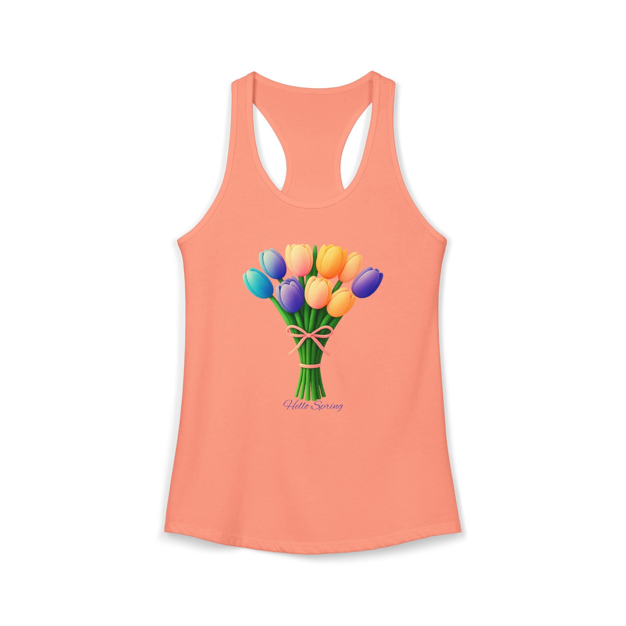Women's Racerback Tank - Tulips Adult Hello Spring T-shirt