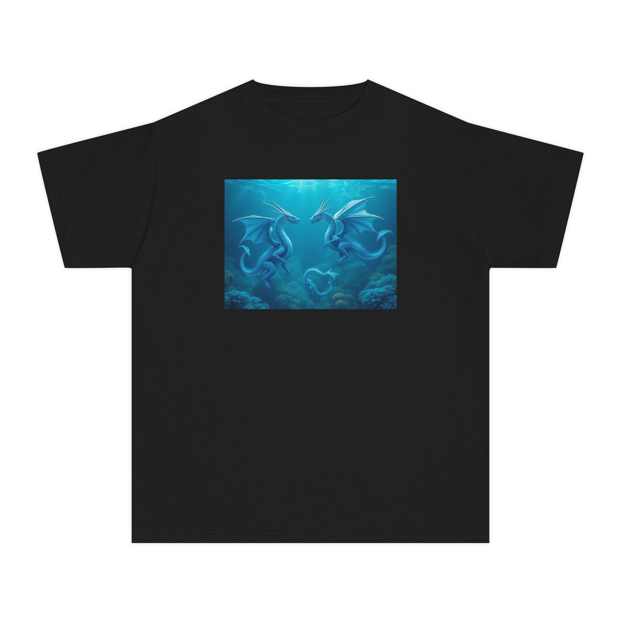 Blue Sea Dragons Youth Tee — Playful Ocean Graphic T-Shirt