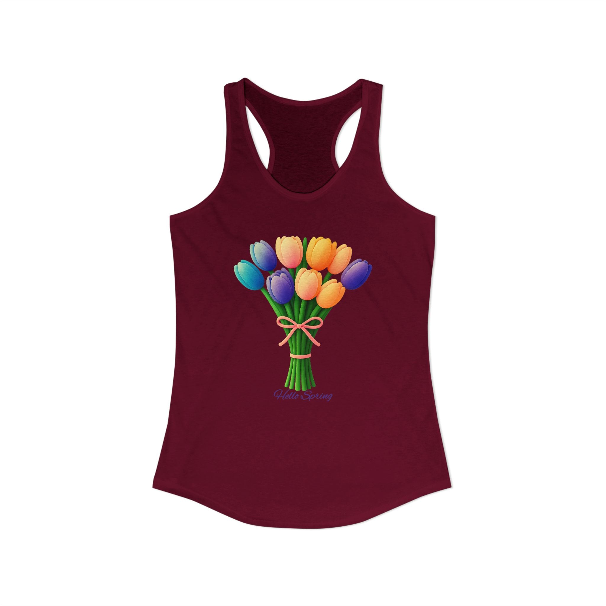 Women's Racerback Tank - Tulips Adult Hello Spring T-shirt