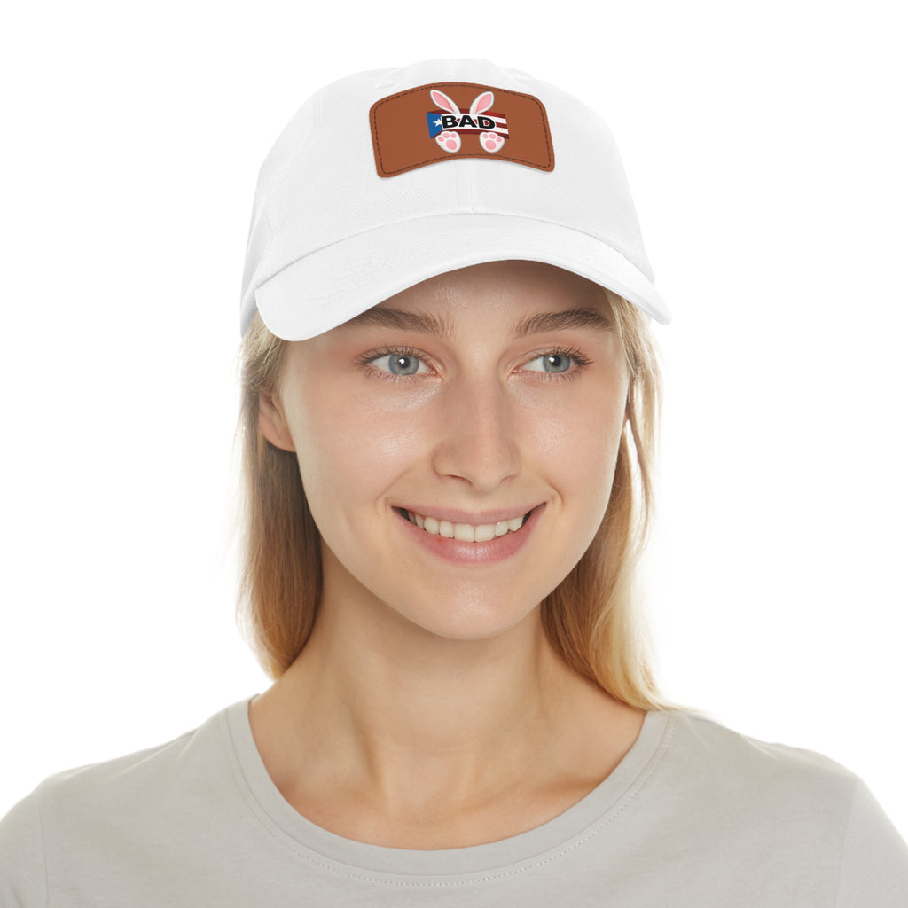 Dad Hat — "Puerto Rico Bunny" Leather Patch Baseball Cap