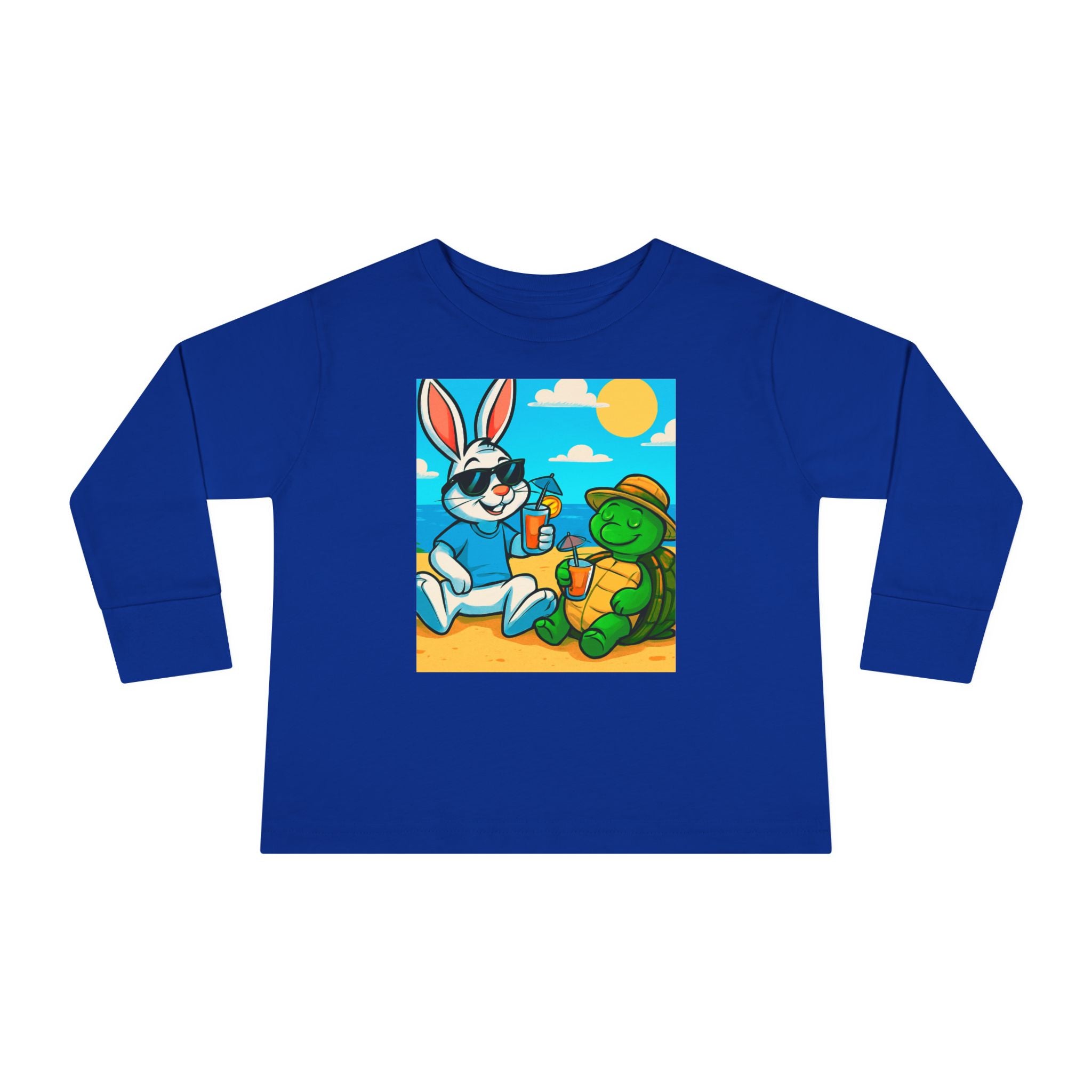 Cute Bunny & Turtle Beach Toddler Long Sleeve Tee